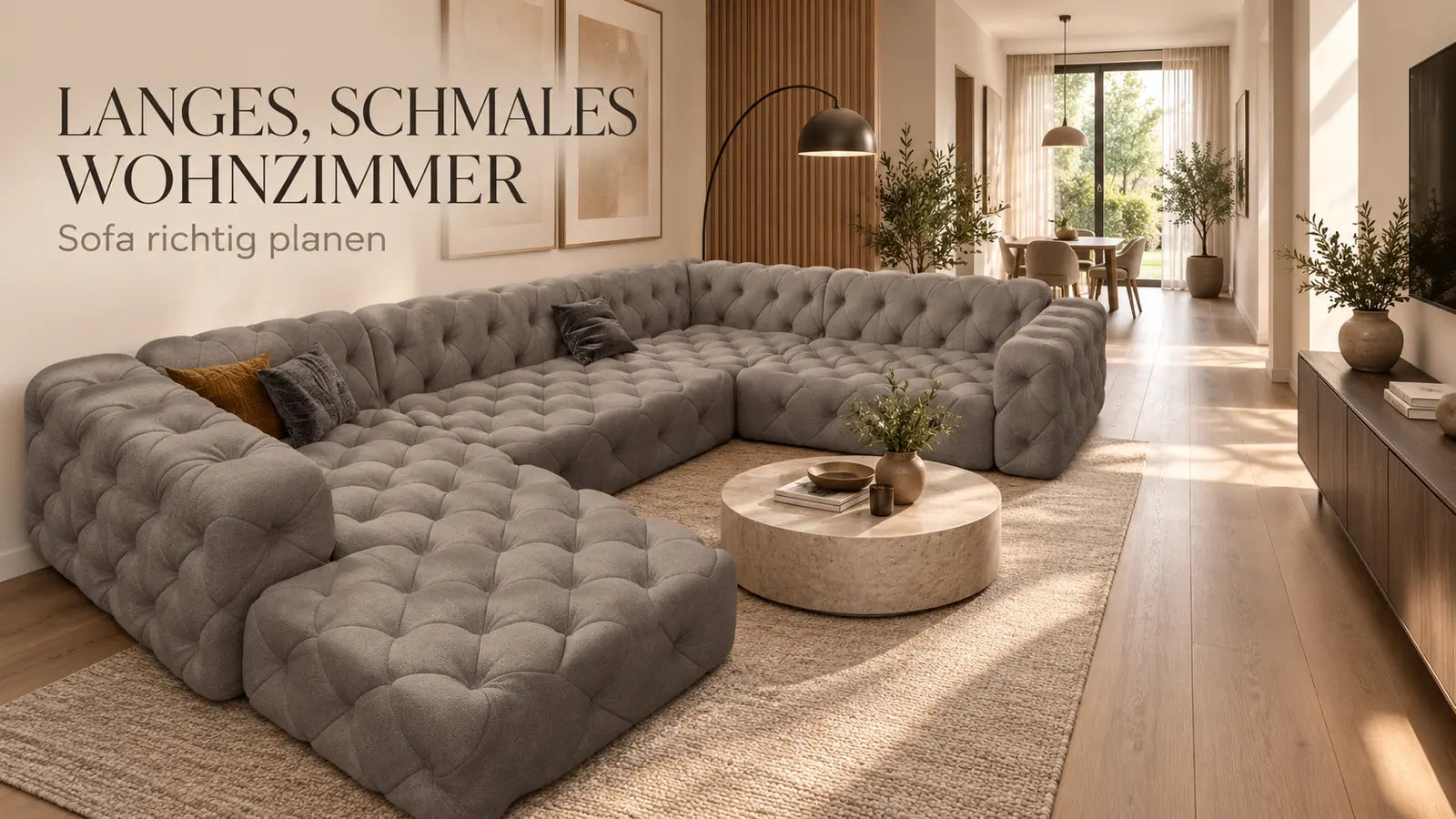 Sofa für langes schmales Wohnzimmer planen