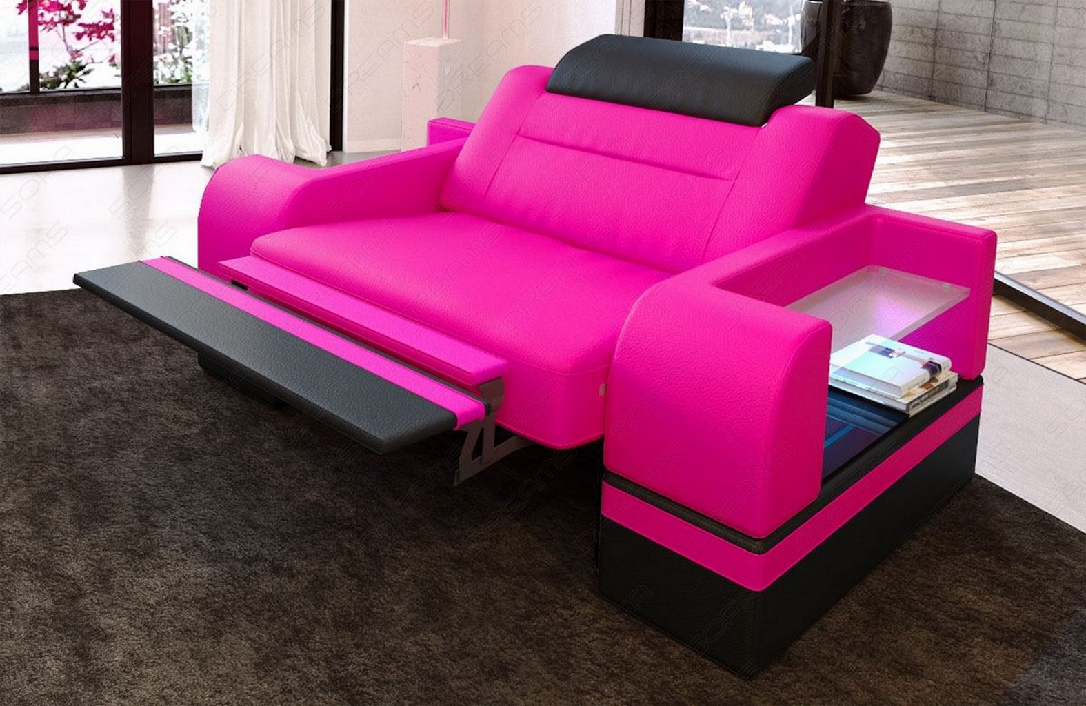 Leder Sessel Couch Designer Sofa PARMA Einsitzer Modern Luxus Mega