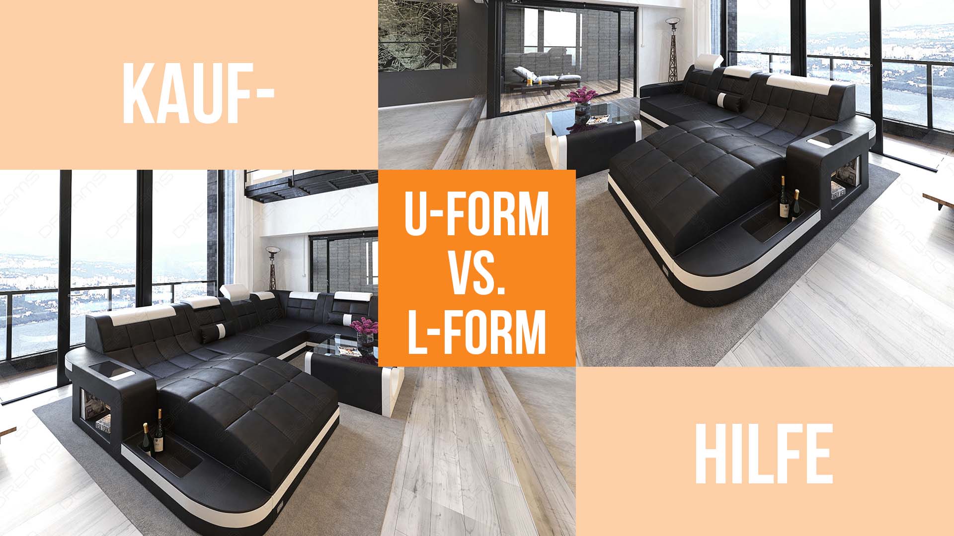 Kaufhilfe U-Form Sofa oder L-Form Sofa, Ecksofa