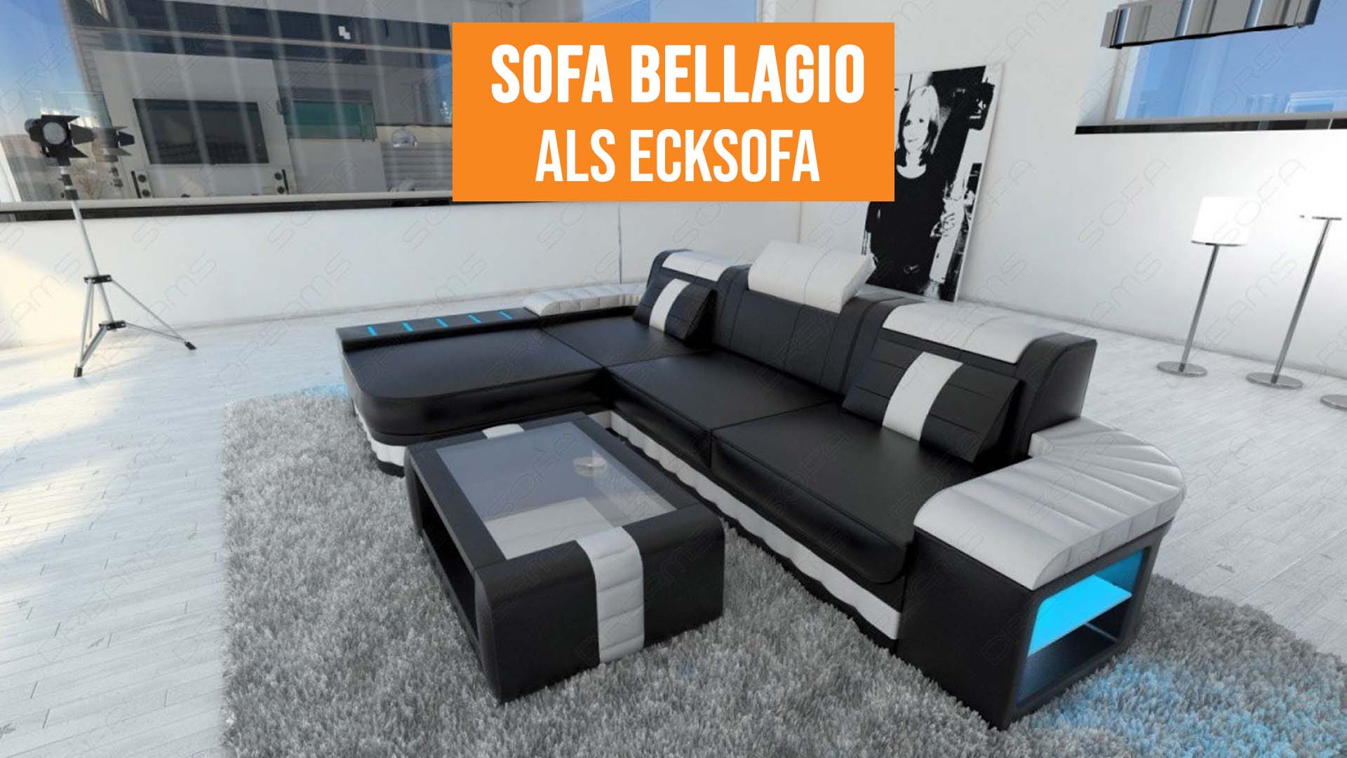 Sofa Bellagio in L Form als Ecksofa