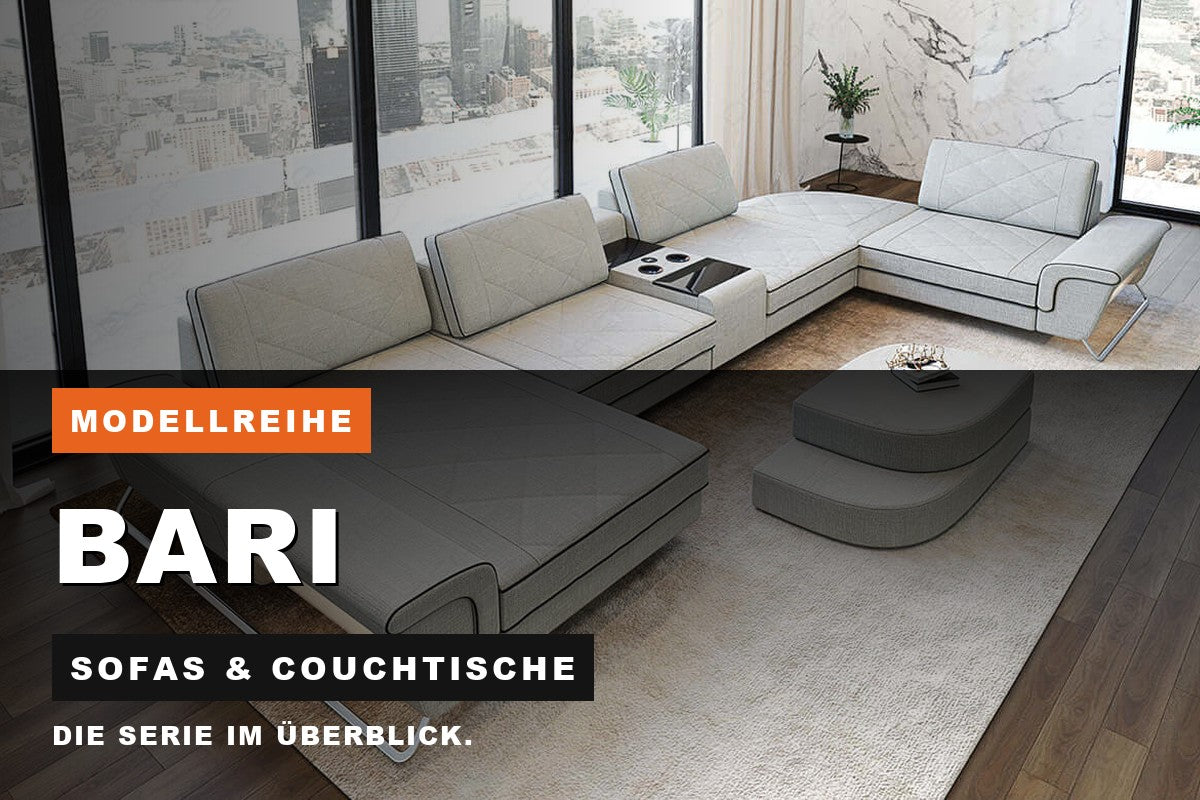 Beitragsbild zur Modellreihe Bari: Sofas & Couchtische bei Sofa Dreams