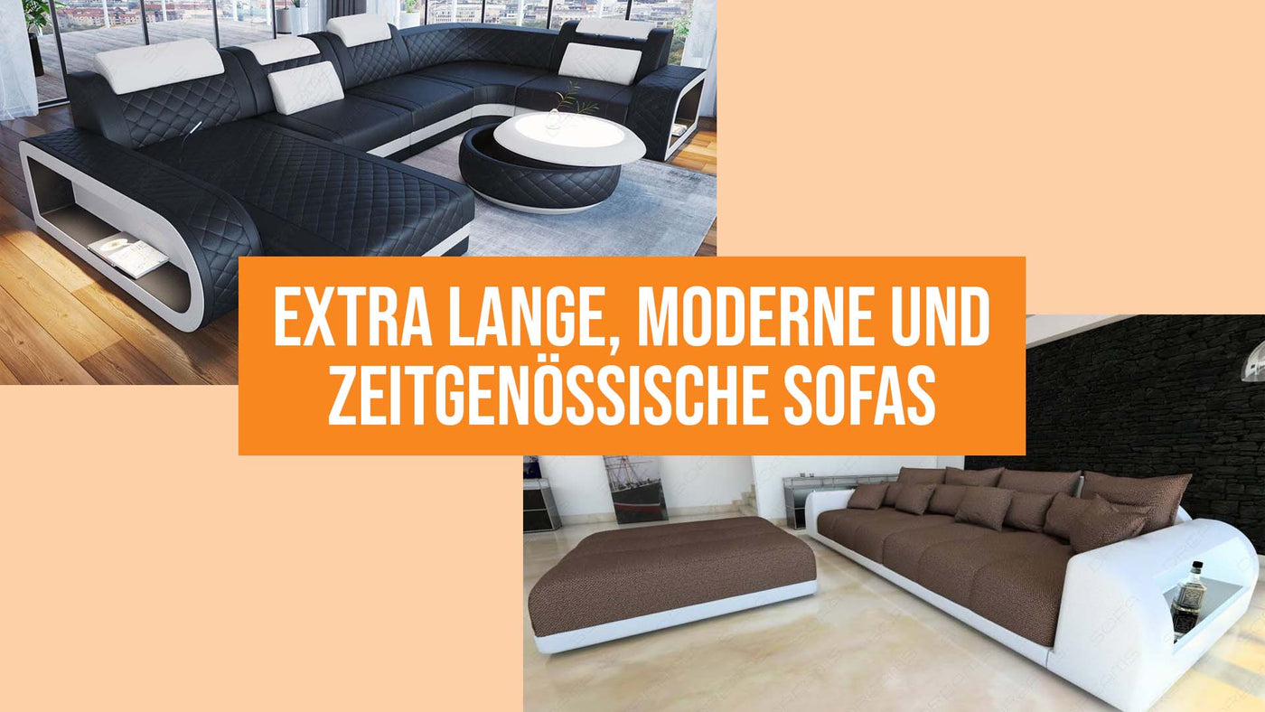 Extra lange Sofas: moderne Modelle für große Räume