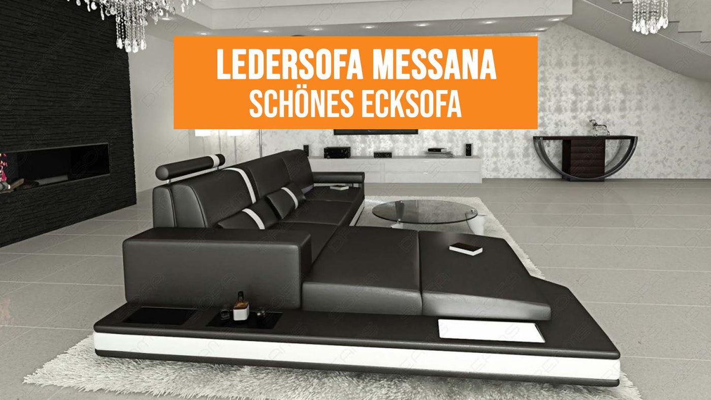 Ledersofa Messana als L-Form-Ecksofa