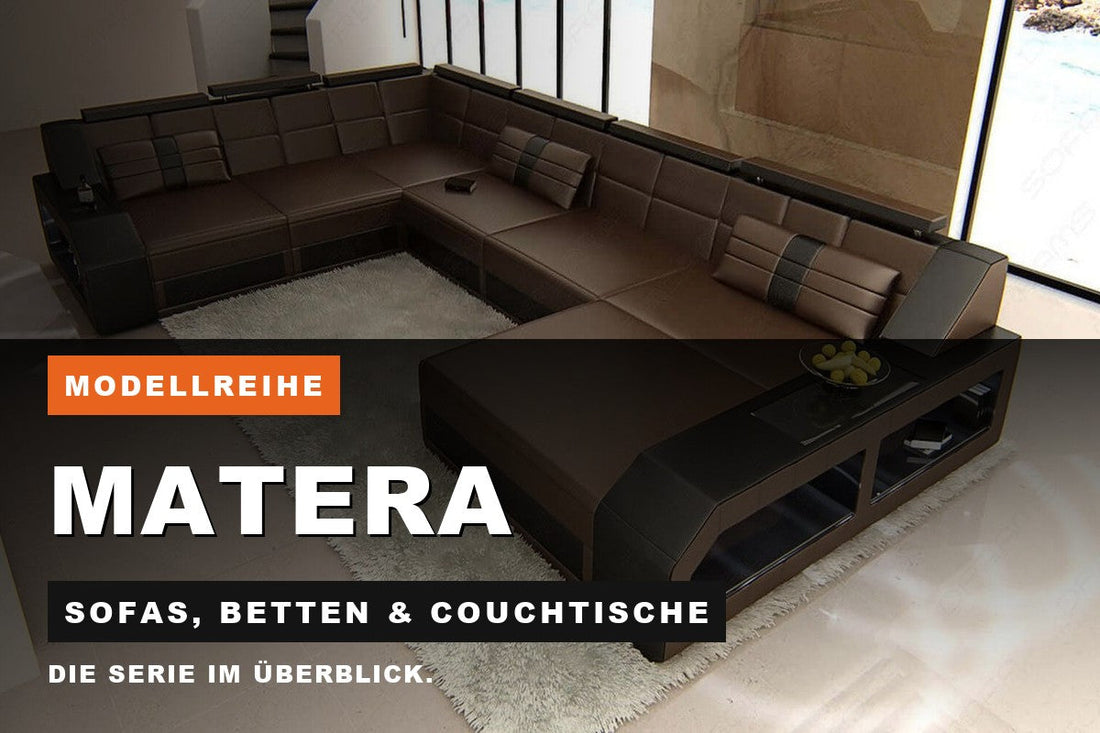 Beitragsbild zur Modellreihe Matera: Sofas, Betten & Couchtische bei Sofa Dreams