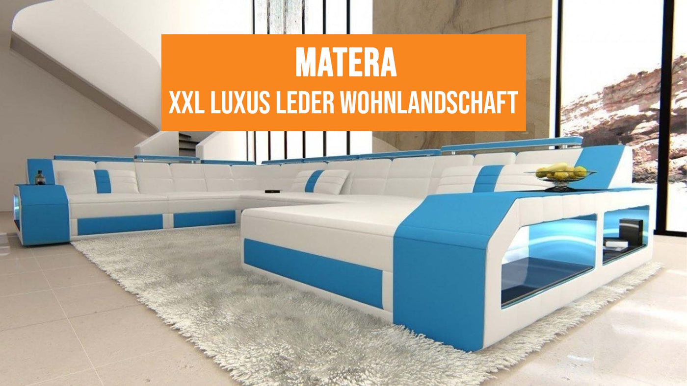 Ledersofa Matera: Design und Schlaffunktion