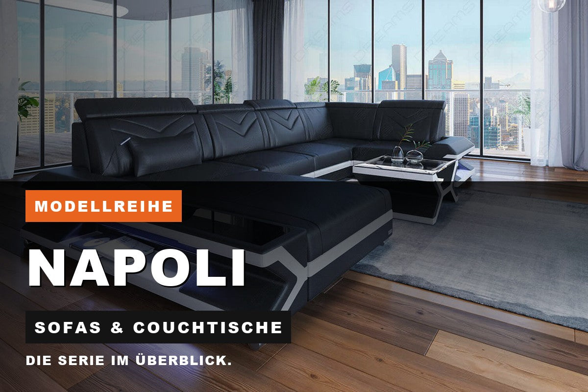 Beitragsbild zur Modellreihe Napoli: Sofas & Couchtische bei Sofa Dreams