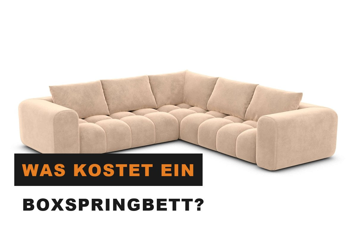 Hochwertiges Boxspringbett mit gepolstertem Kopfteil im Schlafzimmer
