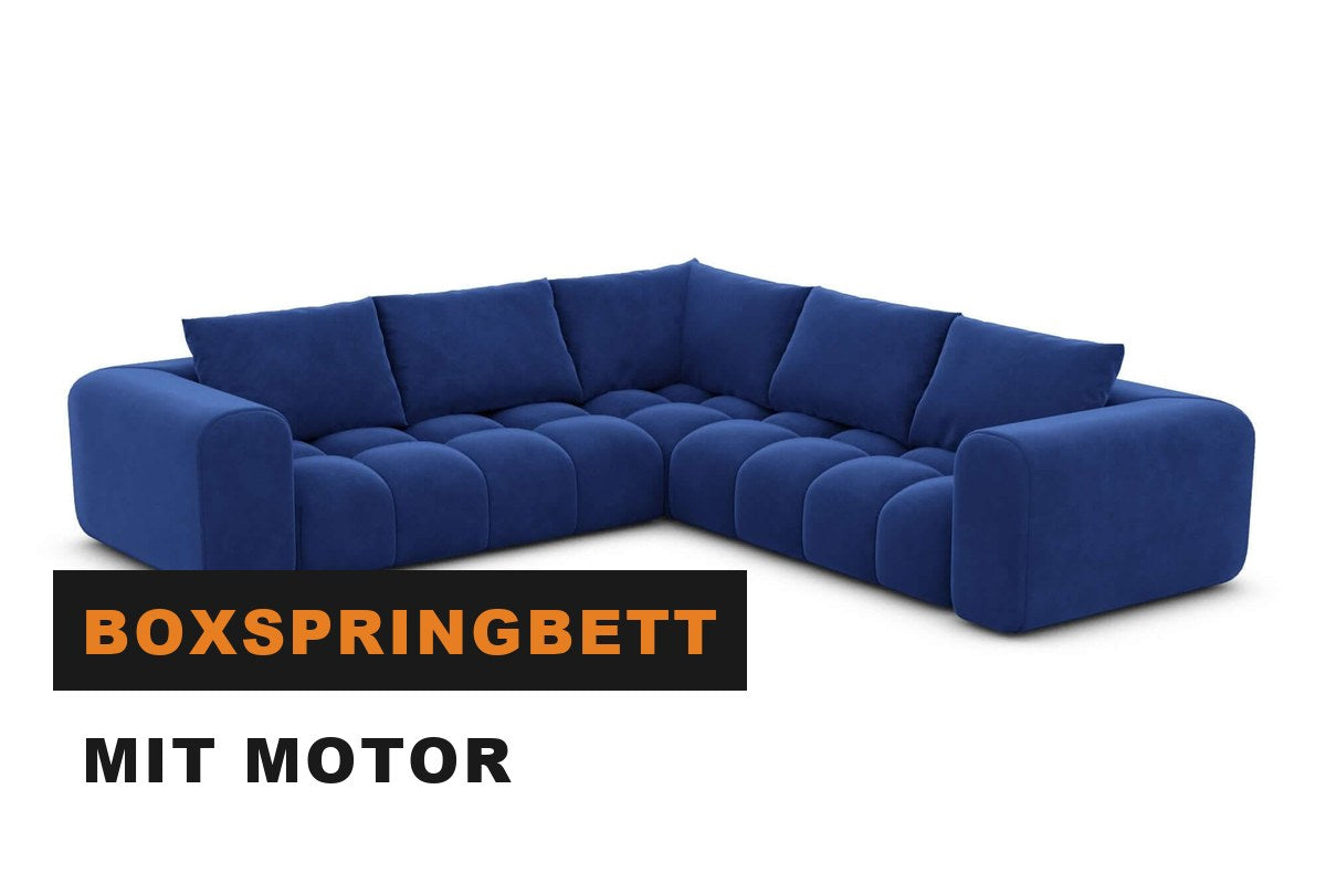 Boxspringbett mit angehobenem Kopfteil im Schlafzimmer