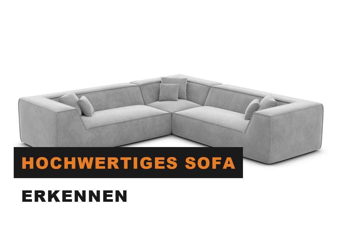 Detailaufnahme eines sauber verarbeiteten Ecksofas mit feiner Naht