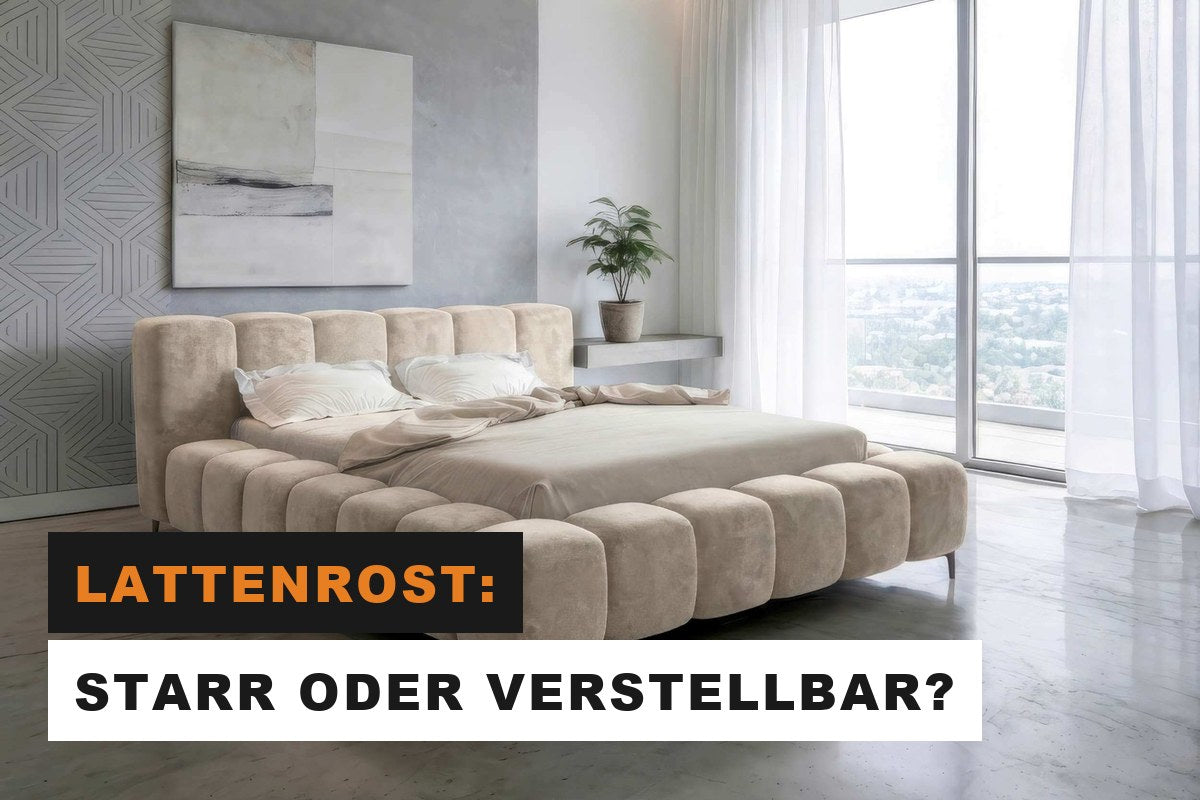 Modernes Bett mit hohem gepolstertem Kopfteil in einem hellen Schlafzimmer