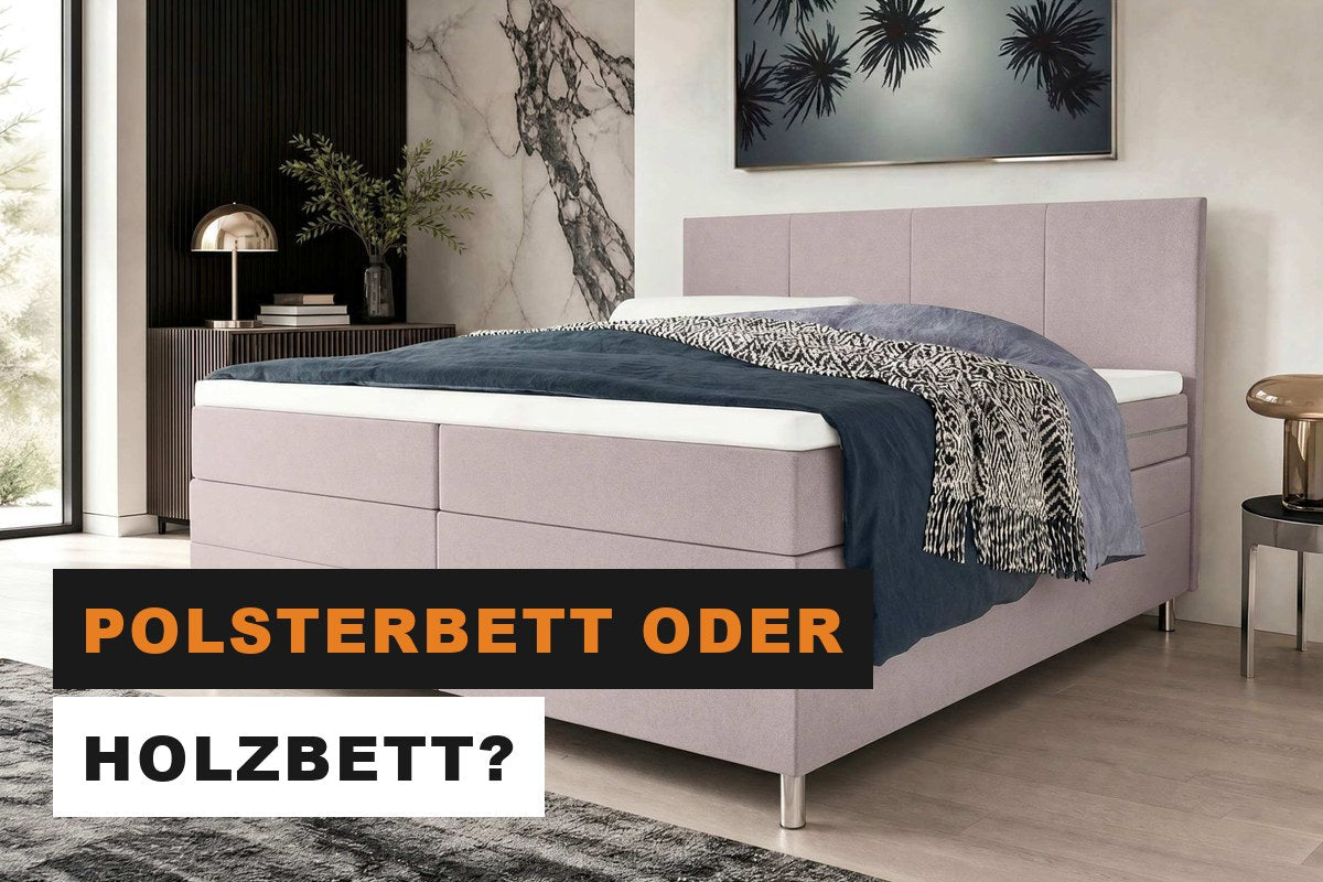 Modernes Bett mit gepolstertem Kopfteil in einem eleganten Schlafzimmer