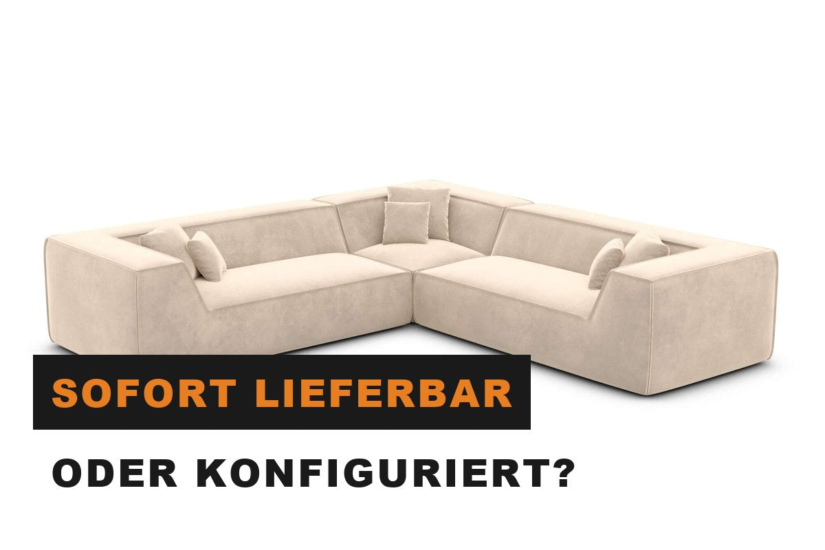 Neues Sofa wird in einem hellen Wohnzimmer aufgestellt