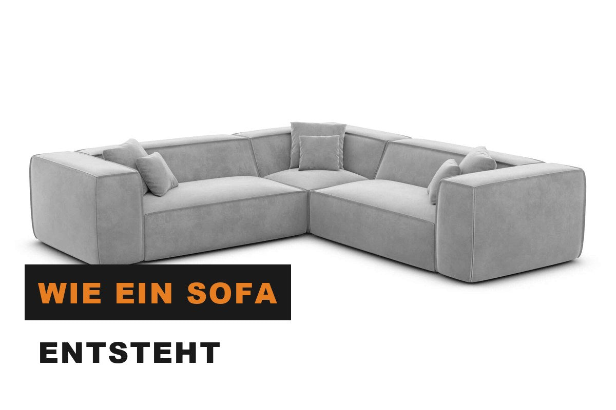 Sorgfältig gefertigtes Ecksofa mit gleichmäßiger Polsterkontur