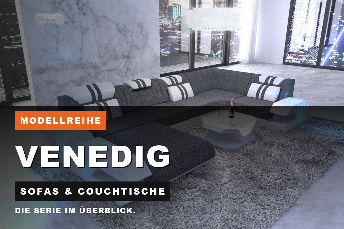 Beitragsbild zur Modellreihe Venedig: Sofas & Couchtische bei Sofa Dreams