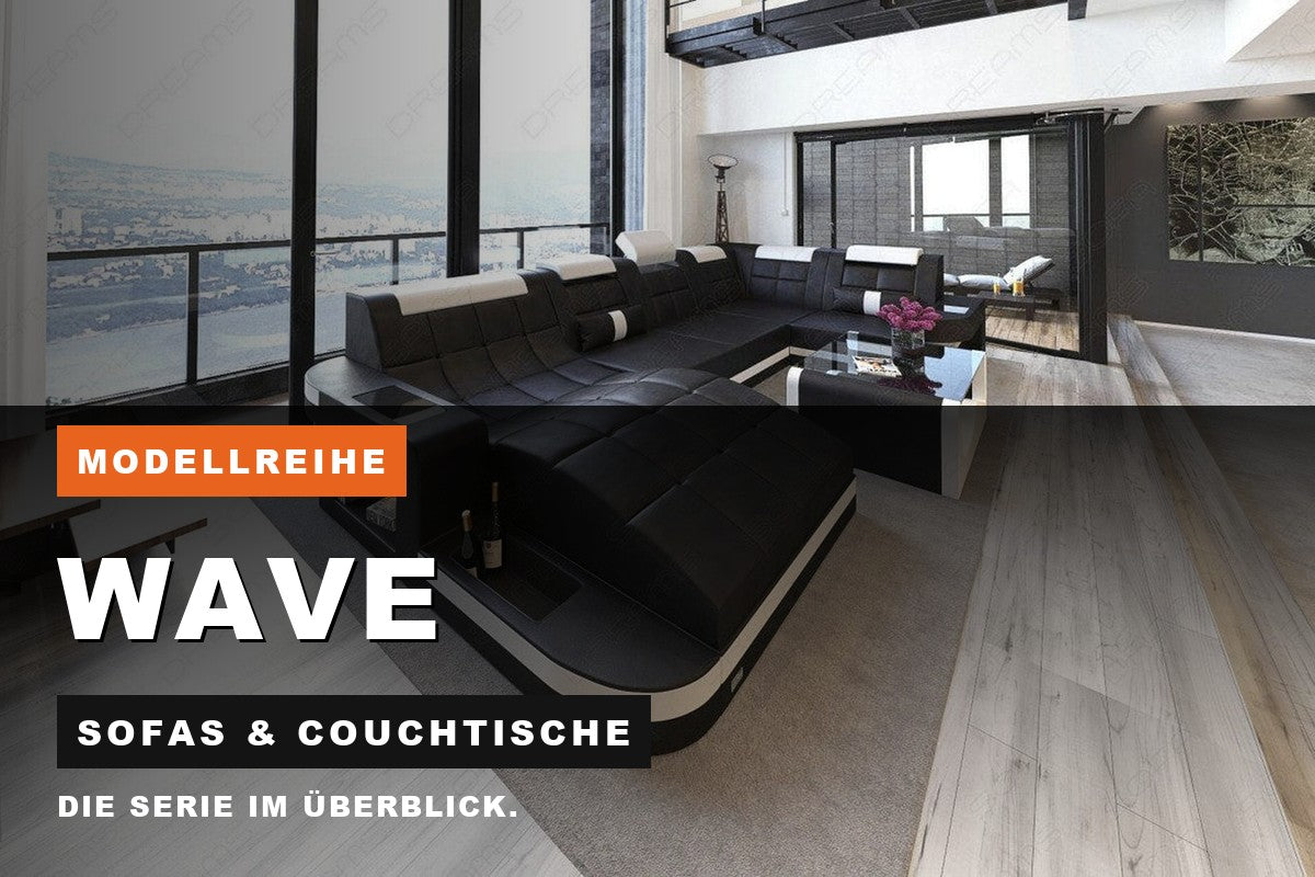 Beitragsbild zur Modellreihe Wave: Sofas & Couchtische bei Sofa Dreams