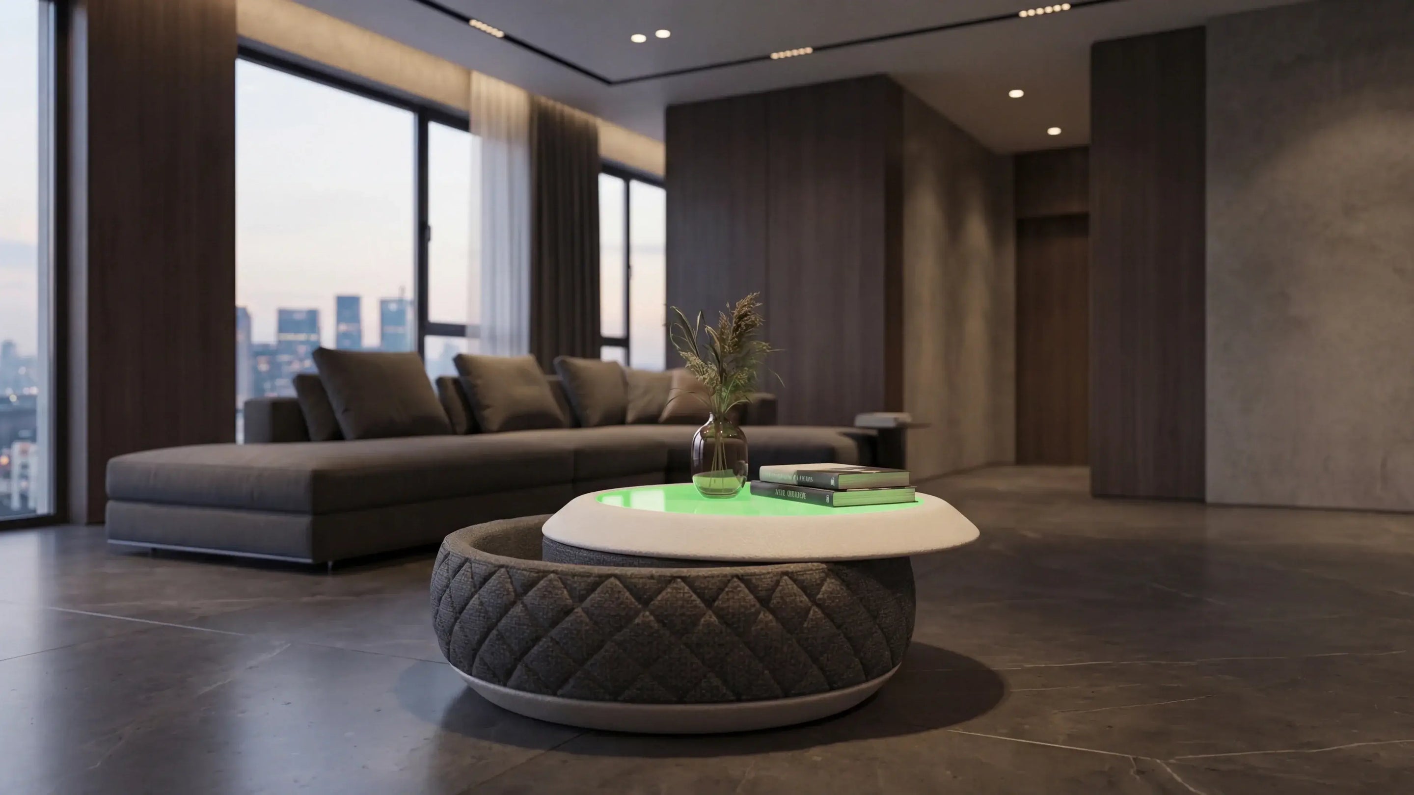 Sofatische mit einem gestell in Stoff