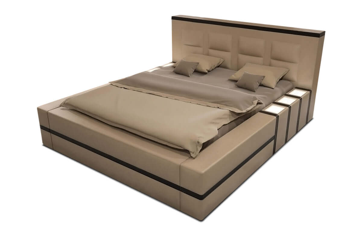 Designerbett Asti – Modernes Design für Ihr Zimmer Sandbeige-Schwarz