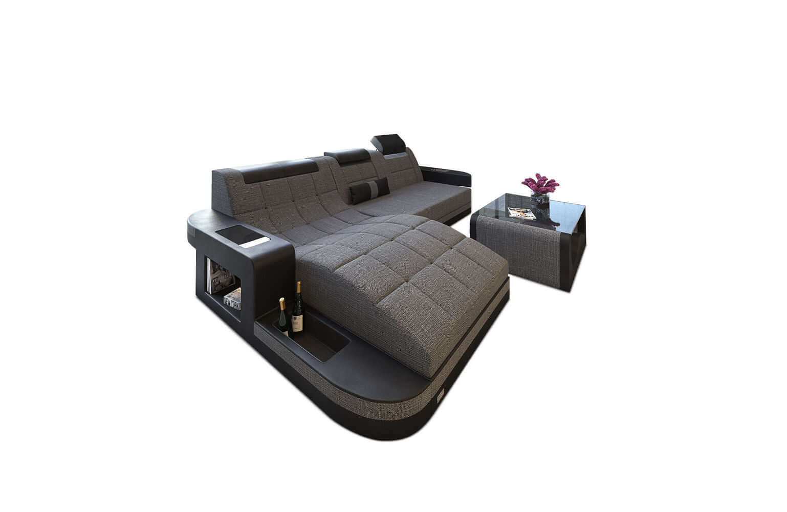 Materialmix Stoffsofa Wave L-Form