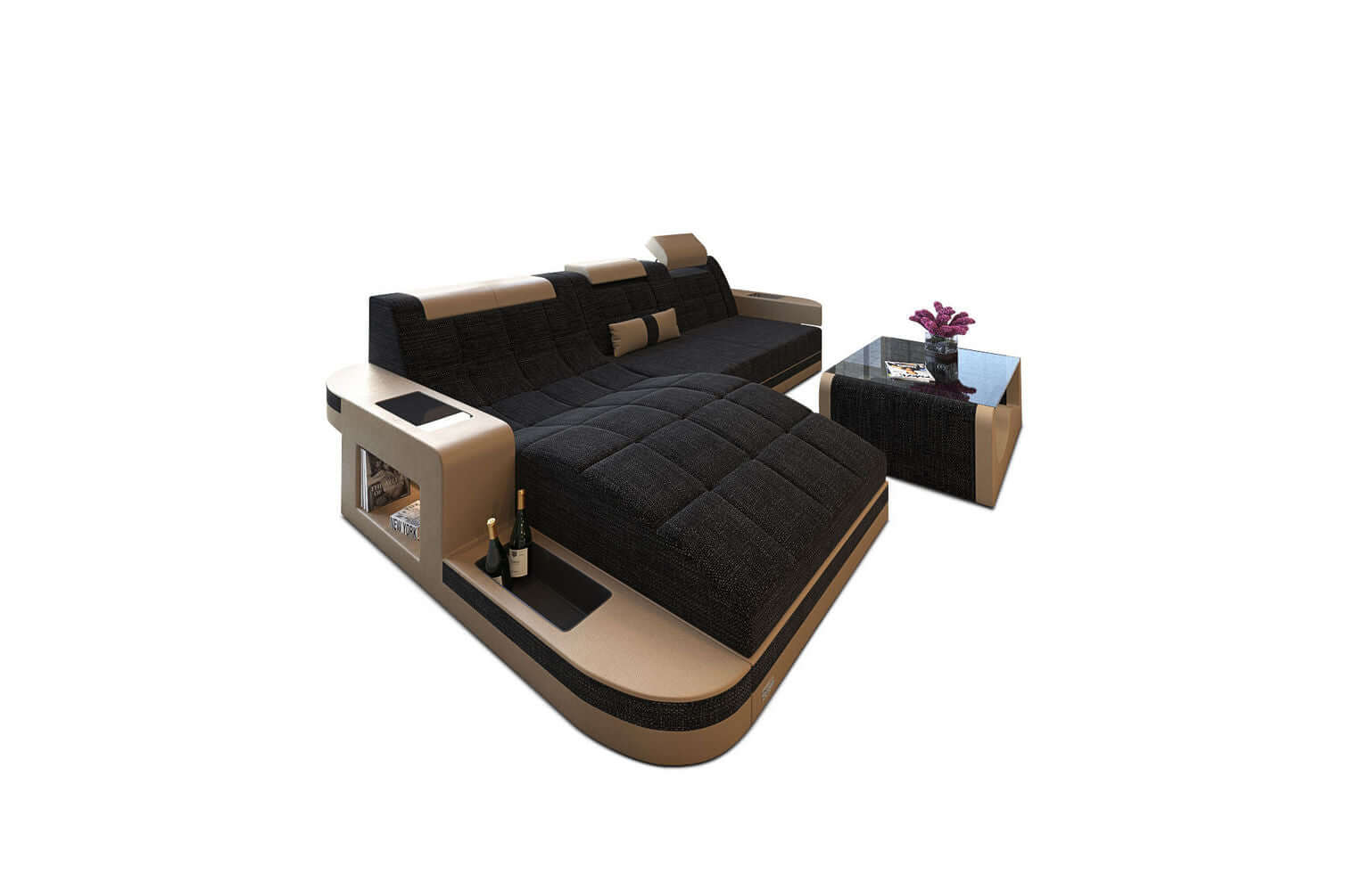 Materialmix Stoffsofa Wave L-Form
