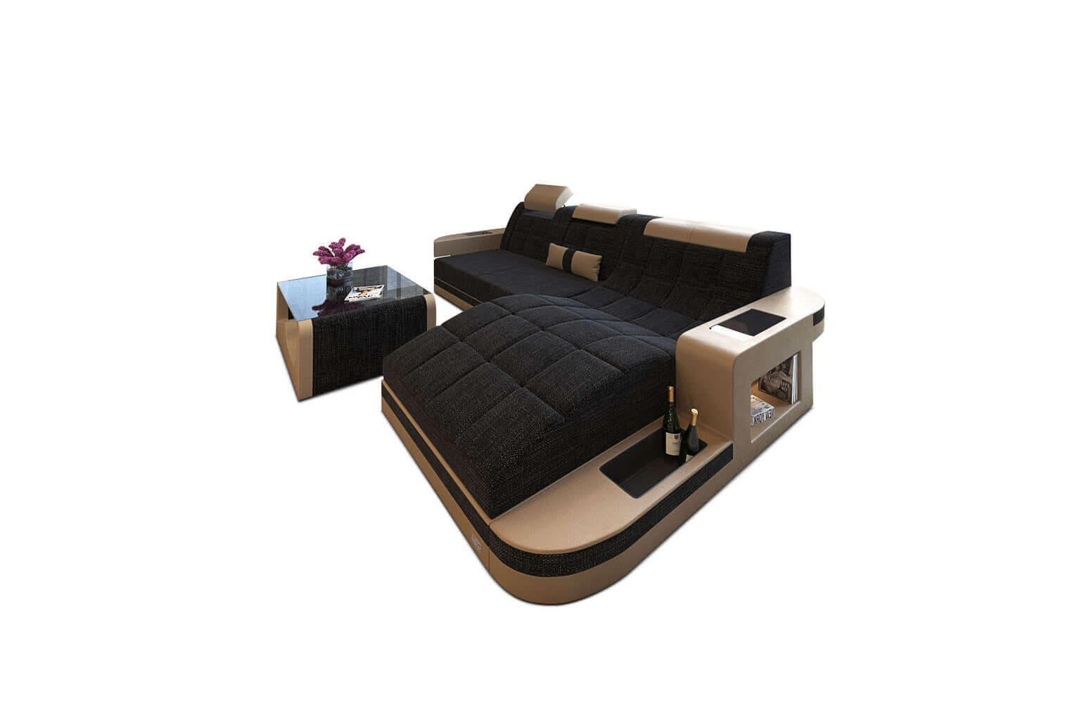 Materialmix Stoffsofa Wave L-Form