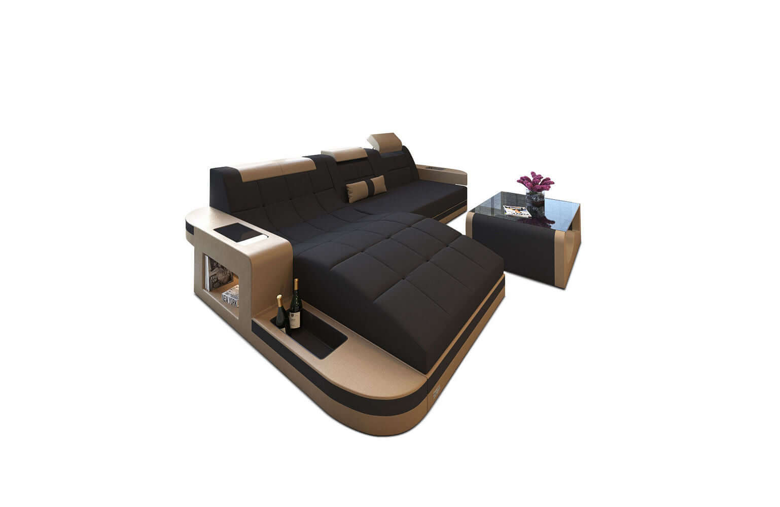 Materialmix Stoffsofa Wave L-Form