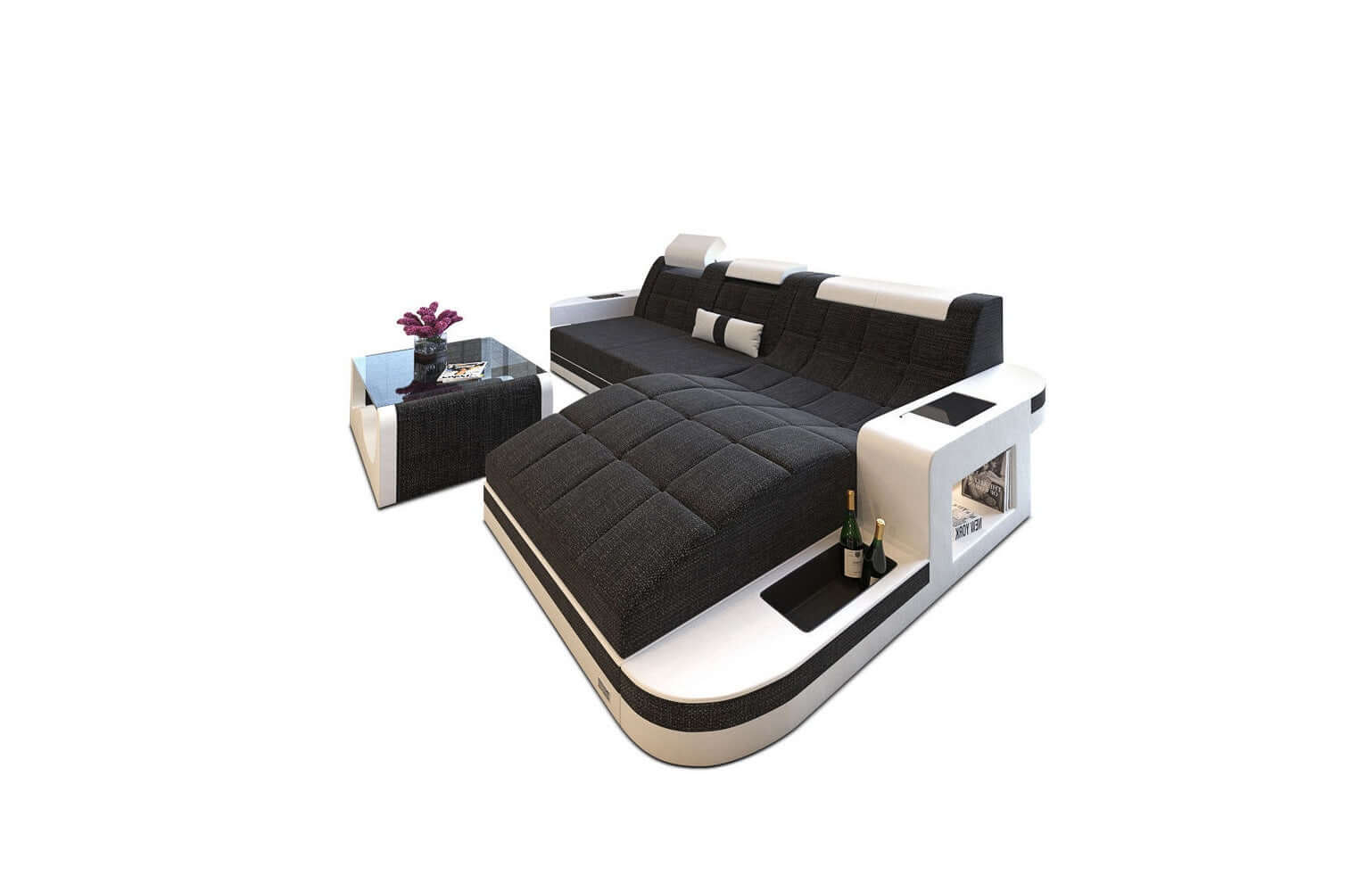 Materialmix Stoffsofa Wave L-Form