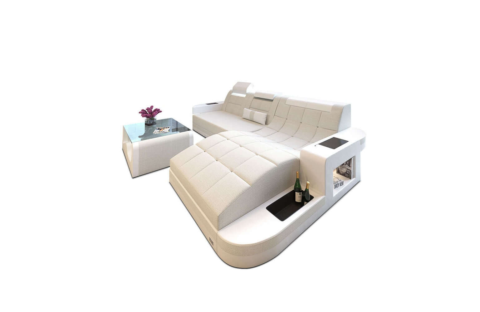 Materialmix Stoffsofa Wave L-Form