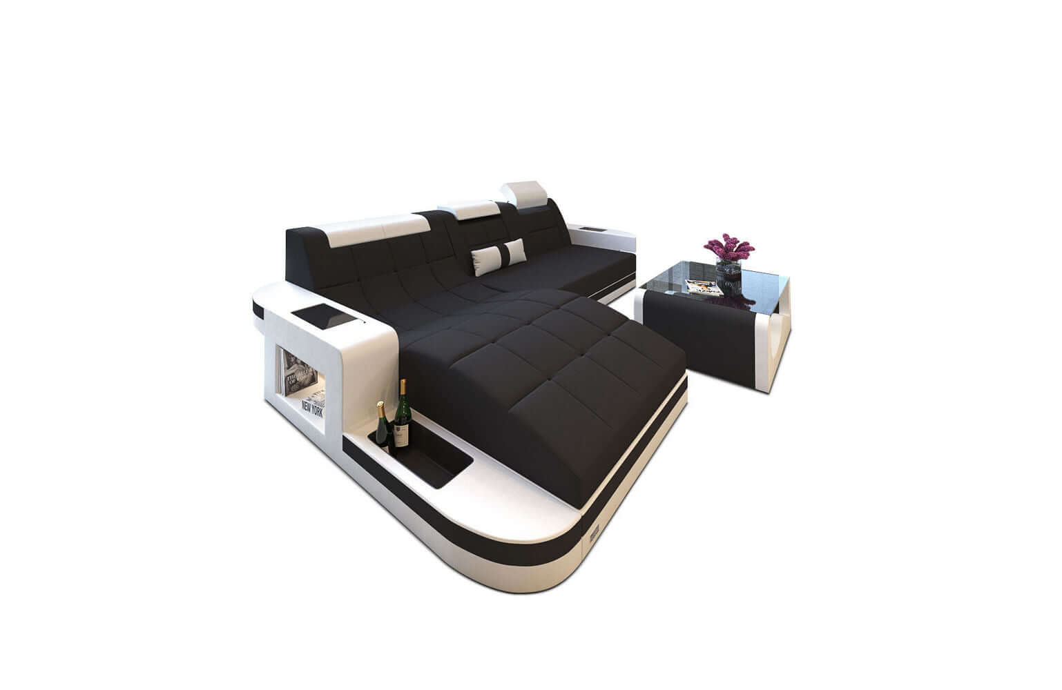 Materialmix Stoffsofa Wave L-Form