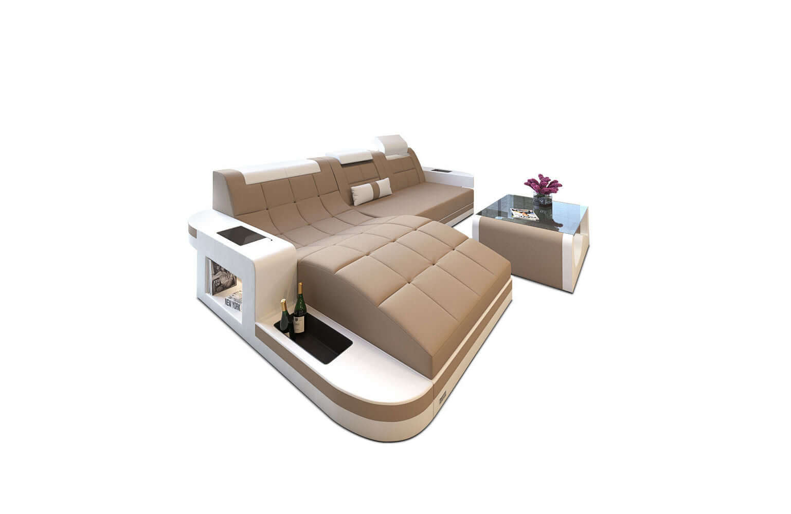 Materialmix Stoffsofa Wave L-Form