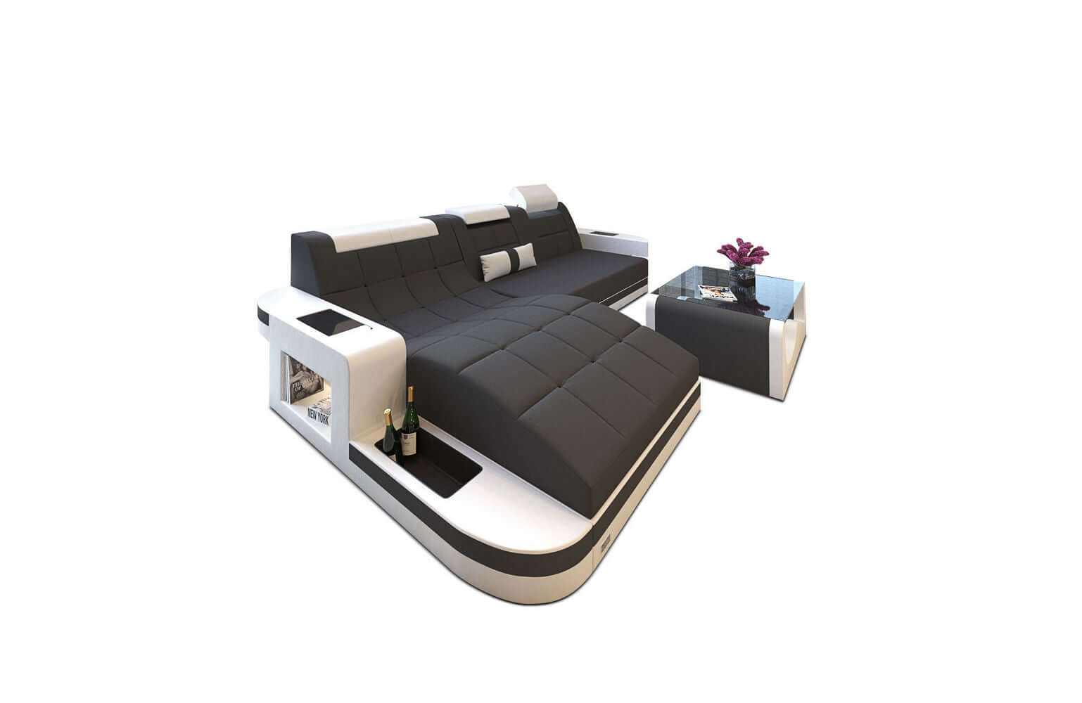 Materialmix Stoffsofa Wave L-Form
