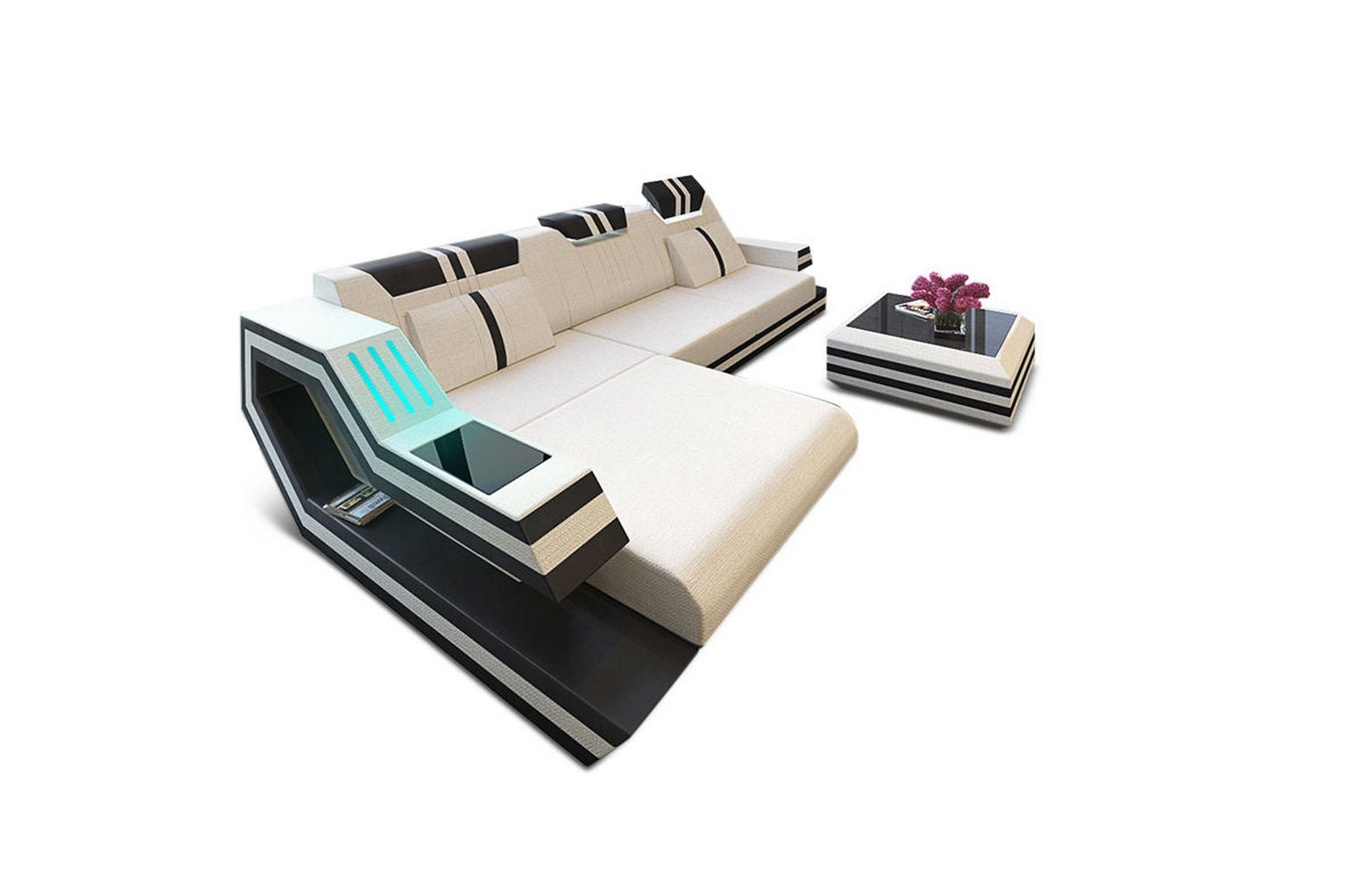 Polstersofa Materialmix Ravenna L-Form LED