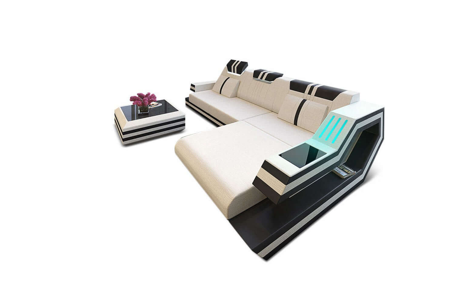 Polstersofa Materialmix Ravenna L-Form LED
