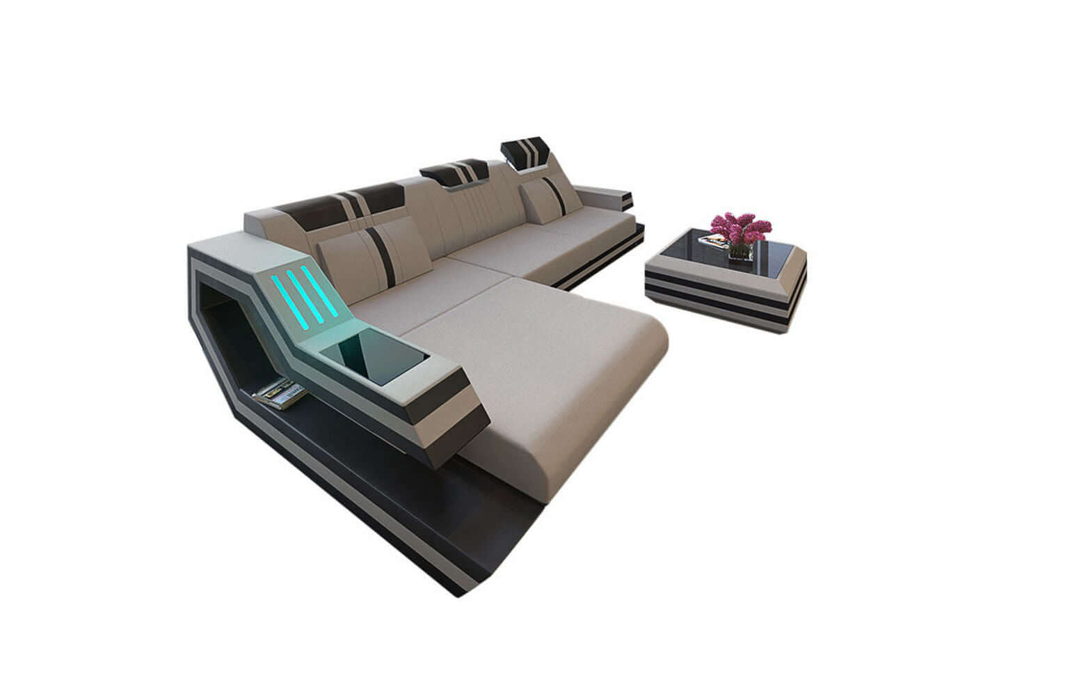 Polstersofa Materialmix Ravenna L-Form LED