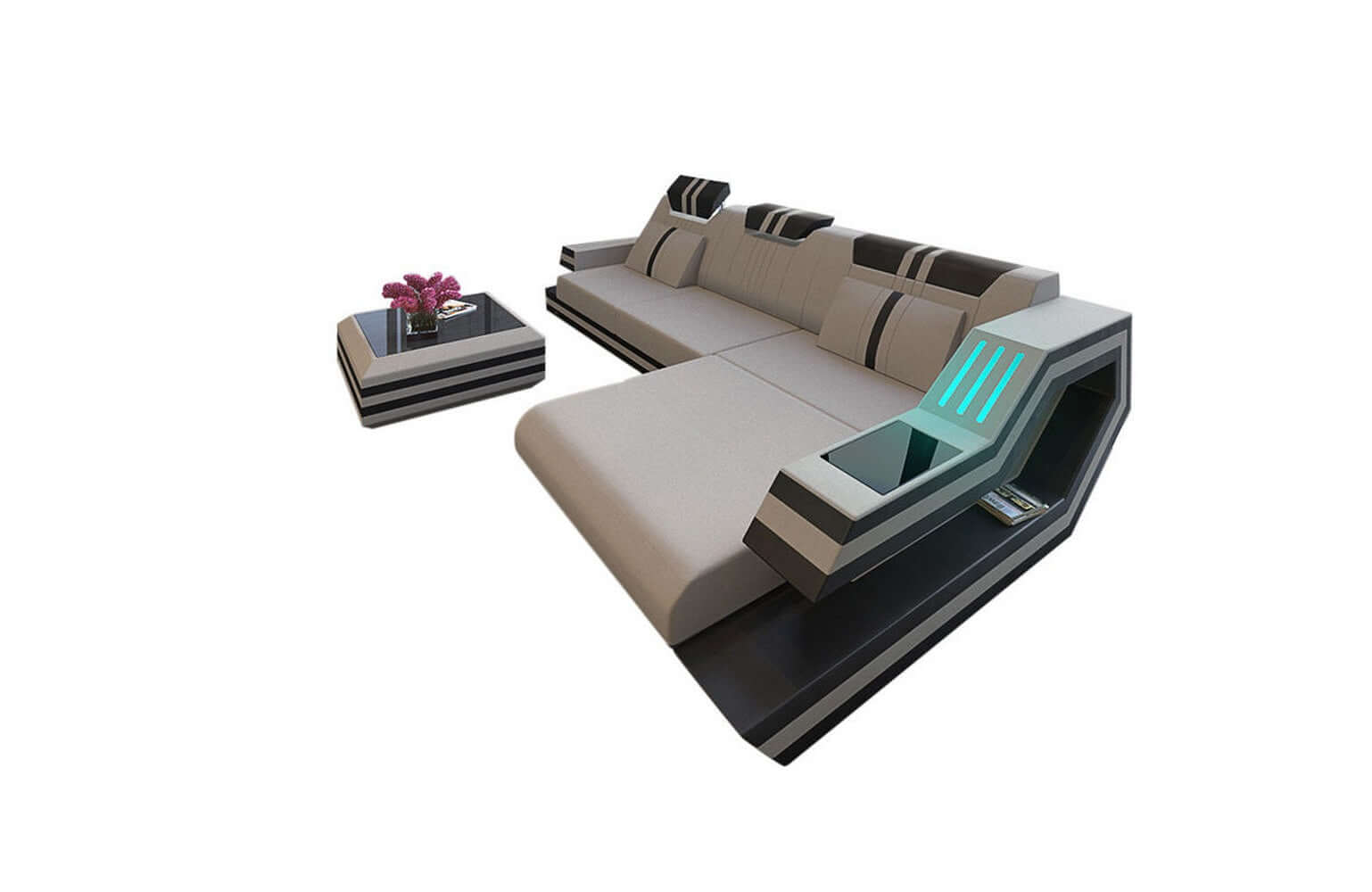 Polstersofa Materialmix Ravenna L-Form LED