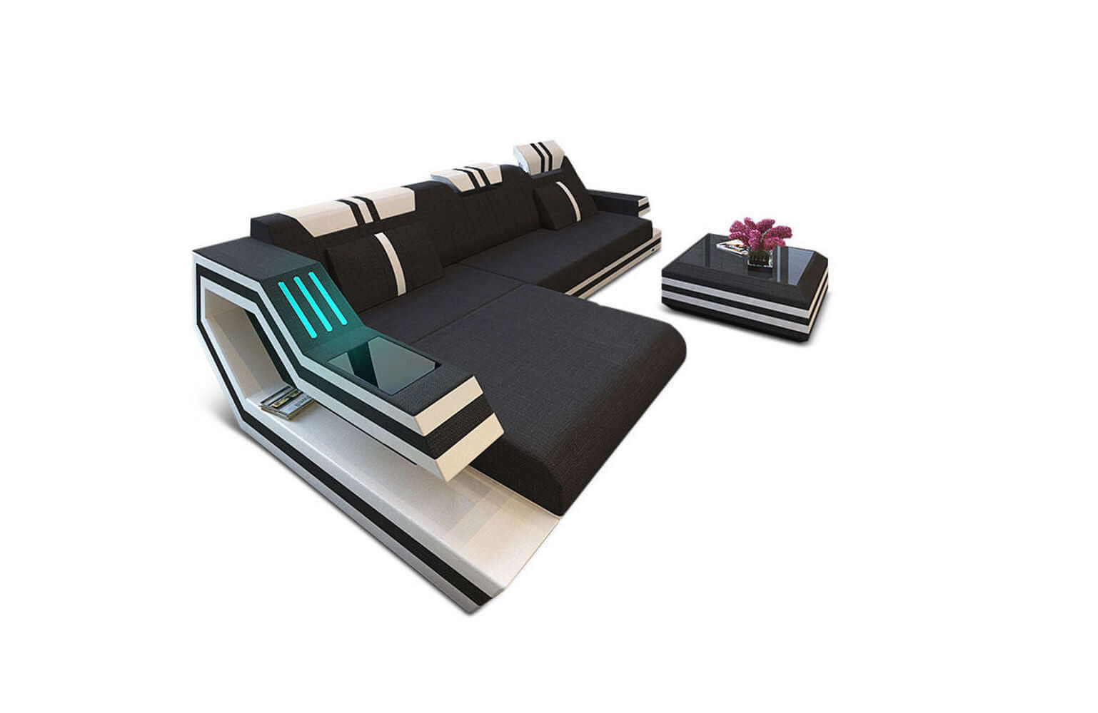 Polstersofa Materialmix Ravenna L-Form LED