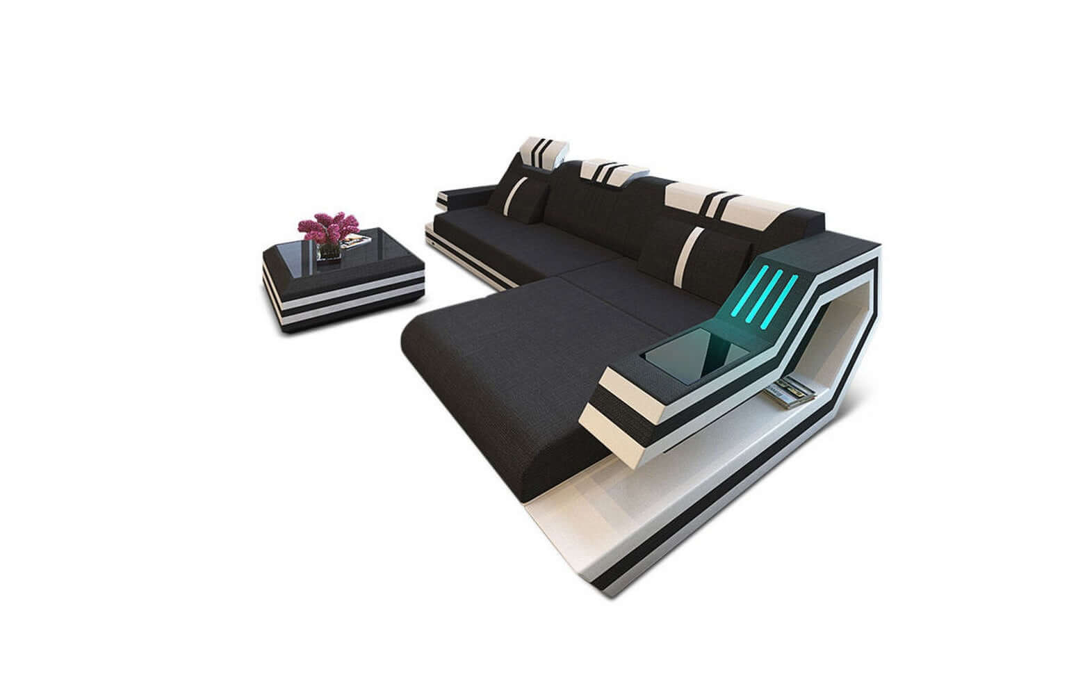 Polstersofa Materialmix Ravenna L-Form LED