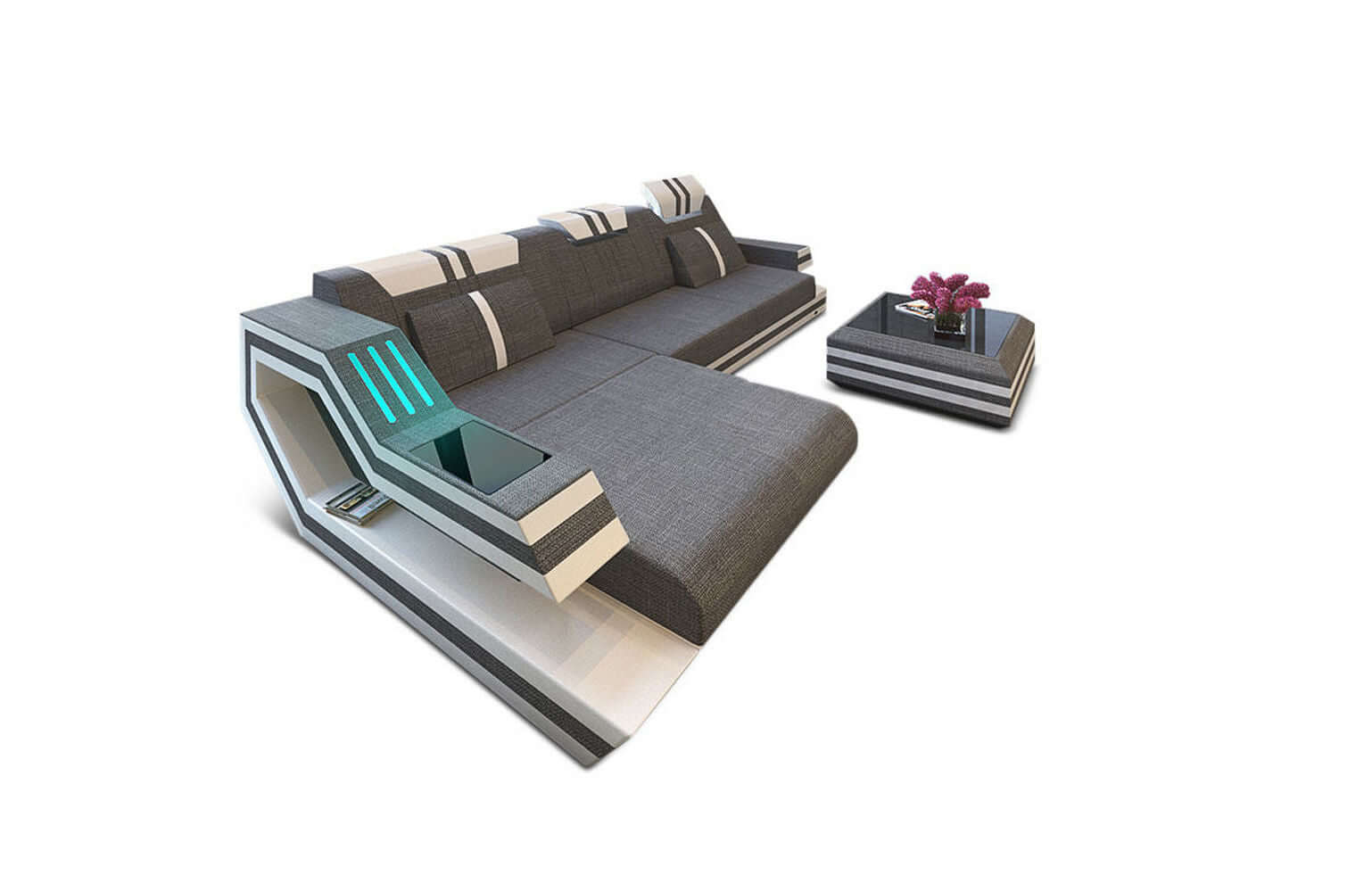Polstersofa Materialmix Ravenna L-Form LED