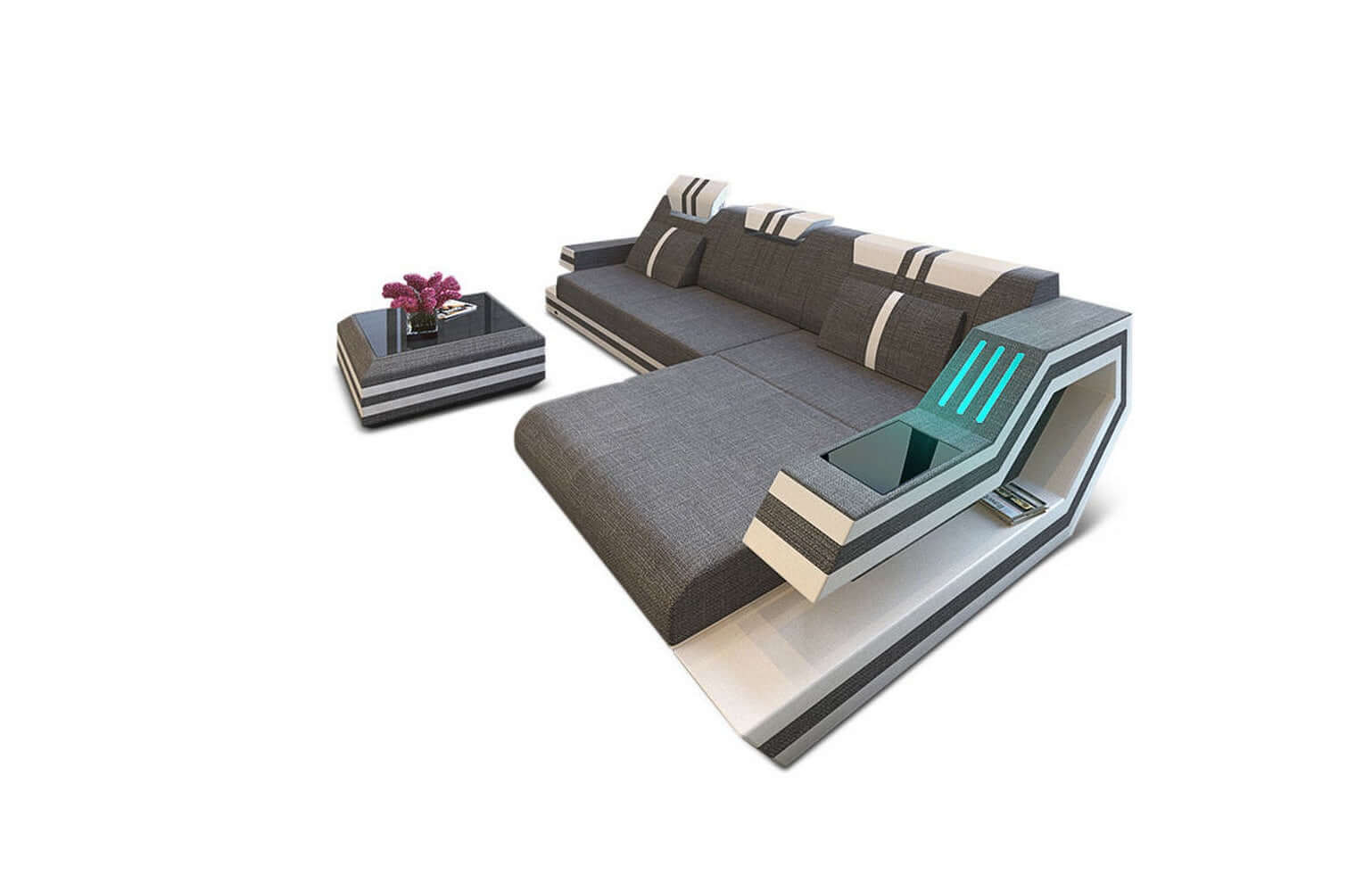 Polstersofa Materialmix Ravenna L-Form LED