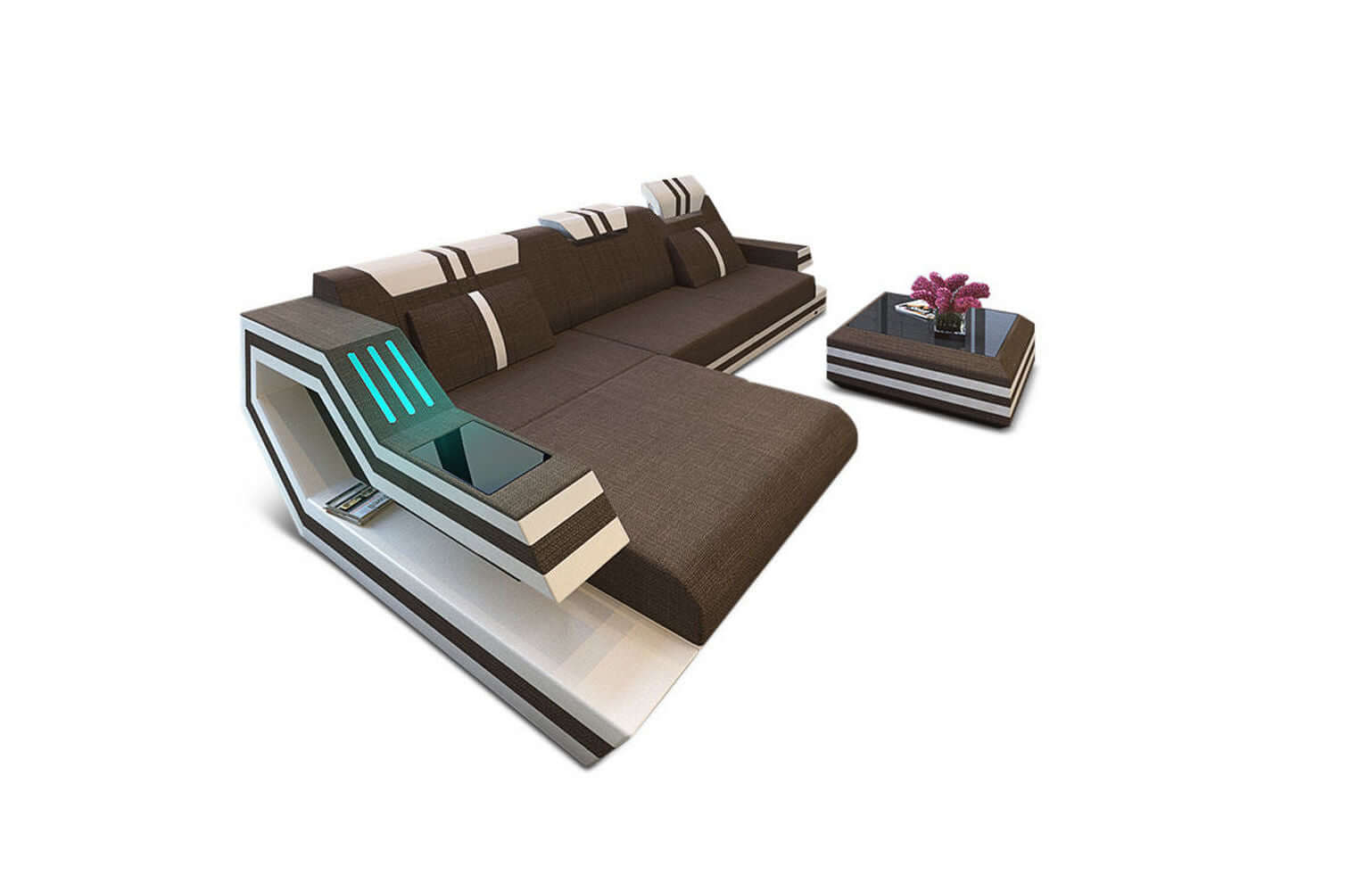 Polstersofa Materialmix Ravenna L-Form LED