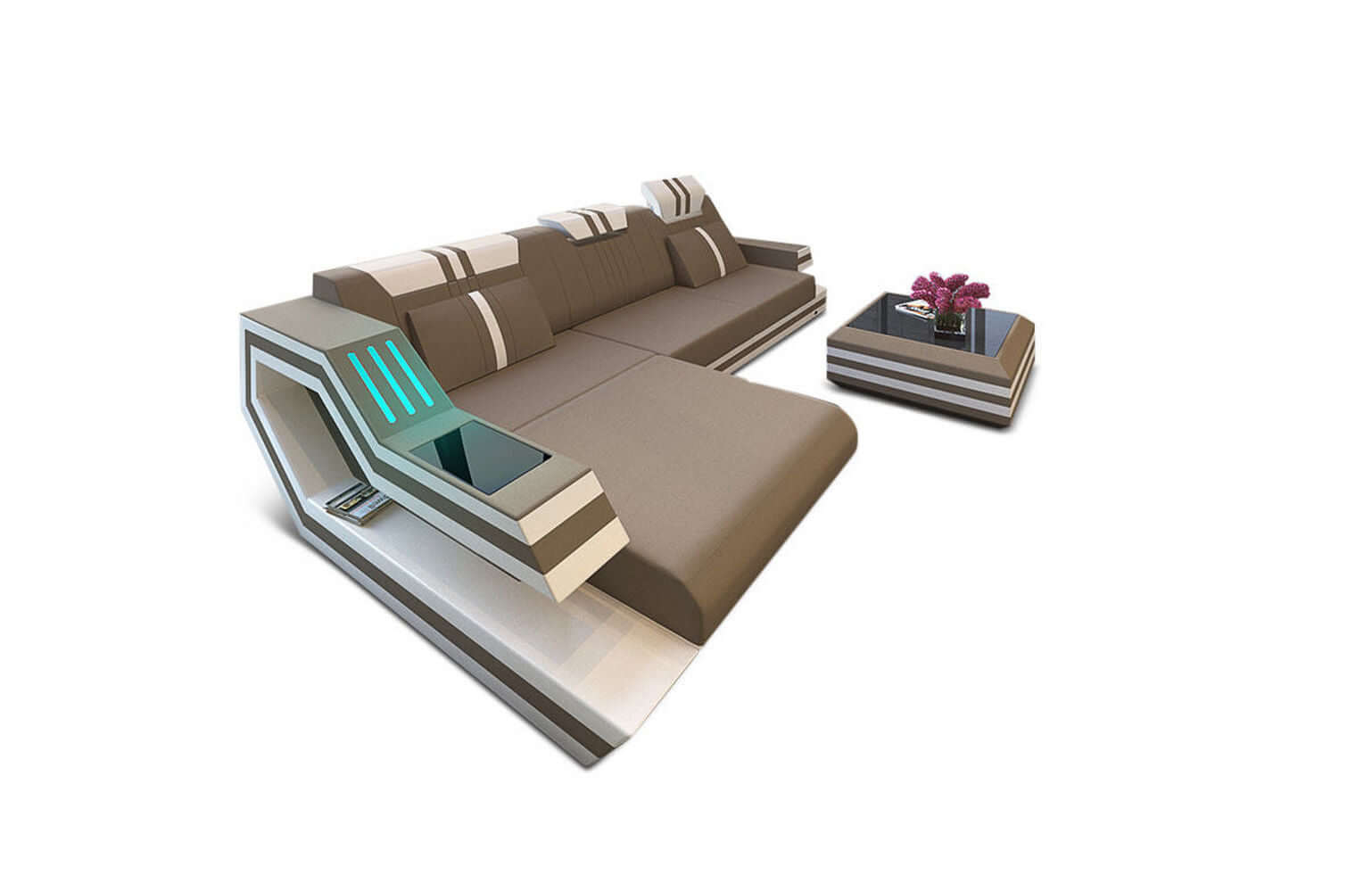 Polstersofa Materialmix Ravenna L-Form LED