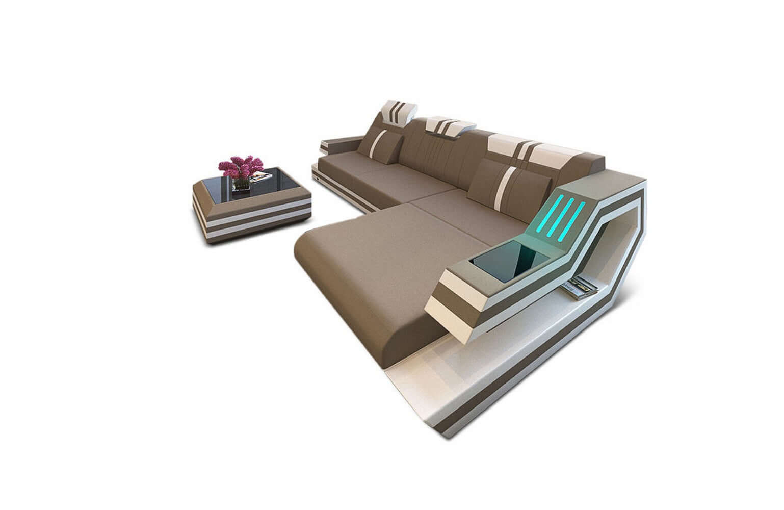 Polstersofa Materialmix Ravenna L-Form LED