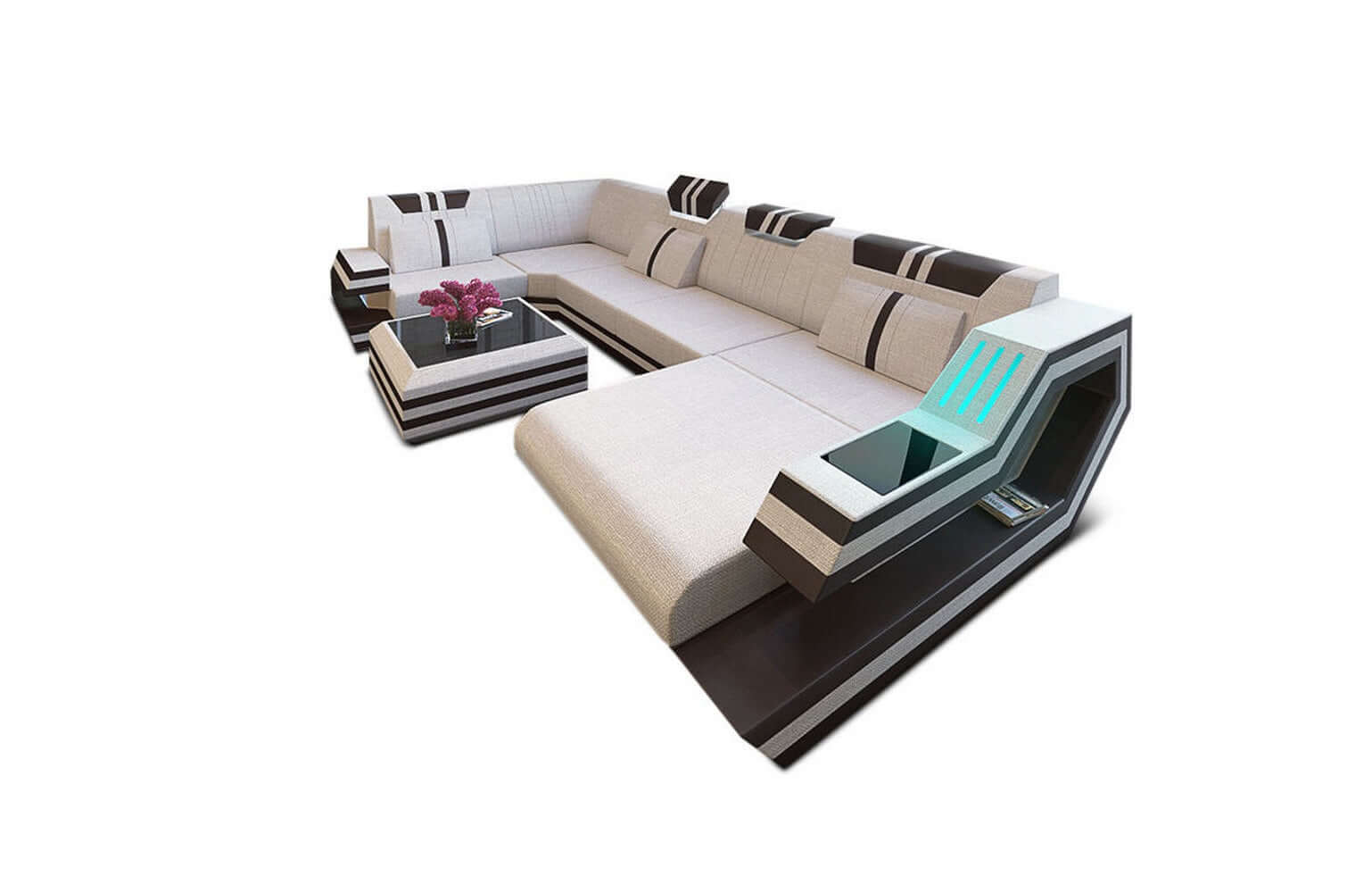 Stoff-Wohnlandschaft Ravenna U-Form LED