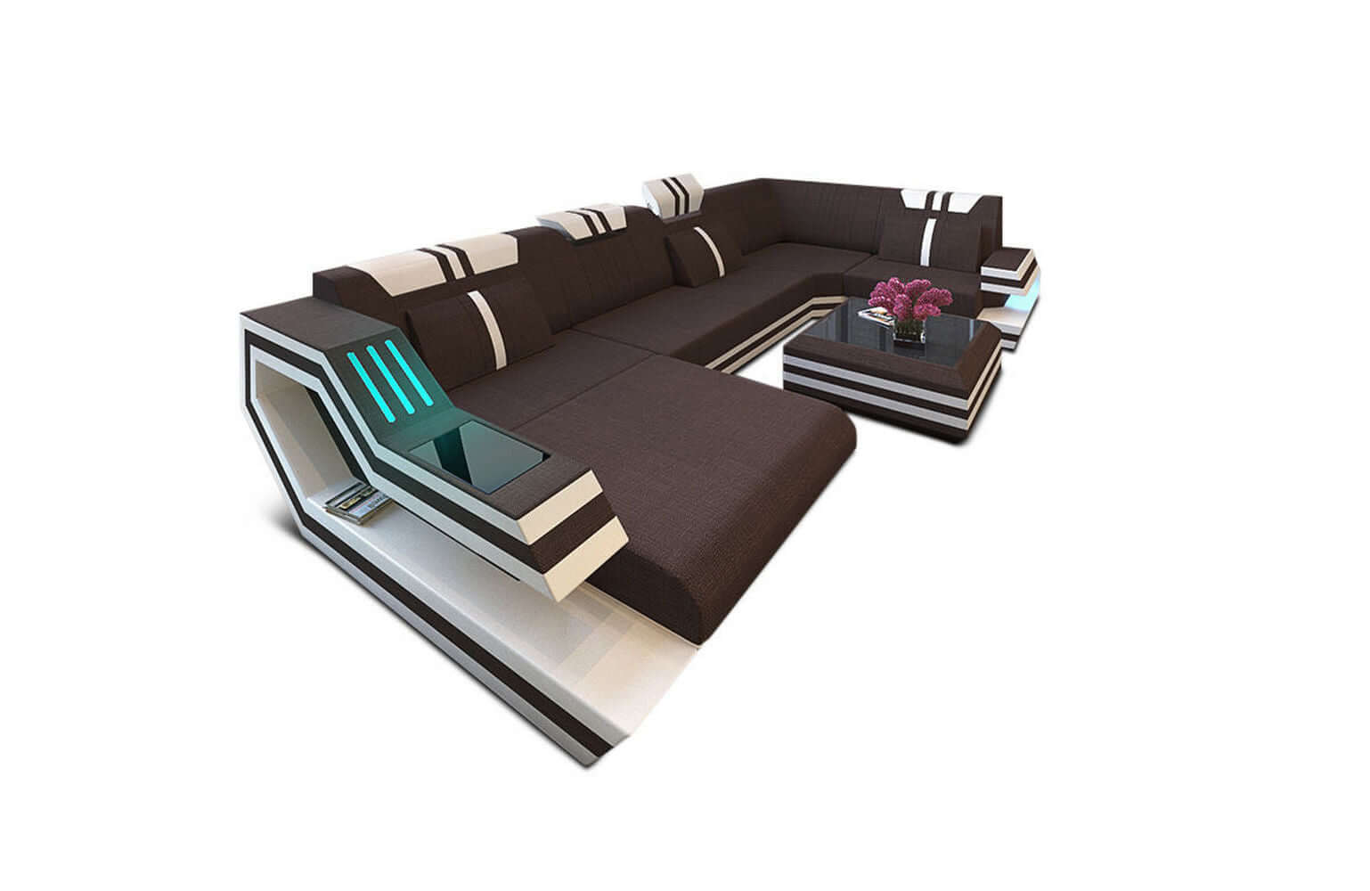 Stoff-Wohnlandschaft Ravenna U-Form LED