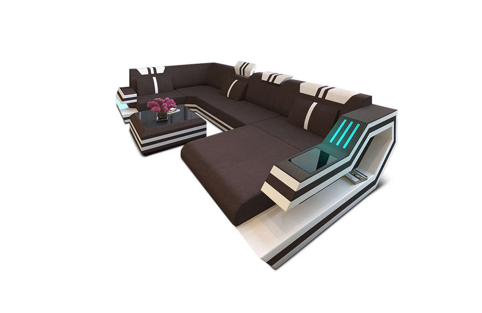 Stoff-Wohnlandschaft Ravenna U-Form LED