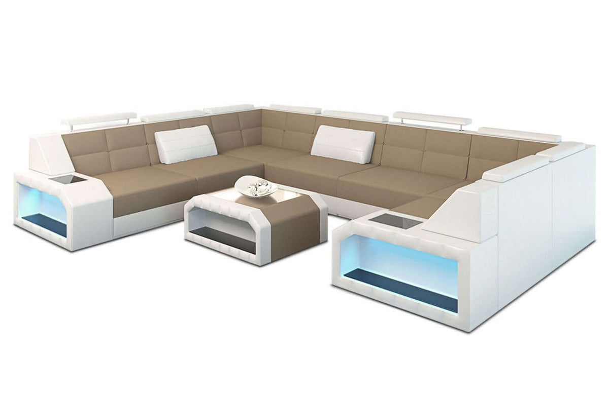 Wohnlandschaft Pesaro U-Form aus Stoff