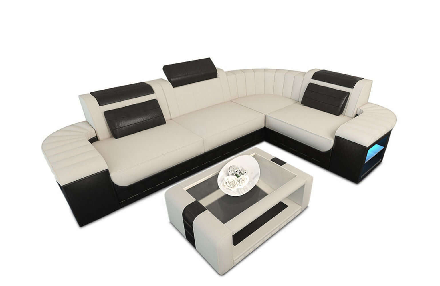 Sofa Bergamo mit Stoffbezug – Modern & Komfortabel Elfenbein-Schwarz