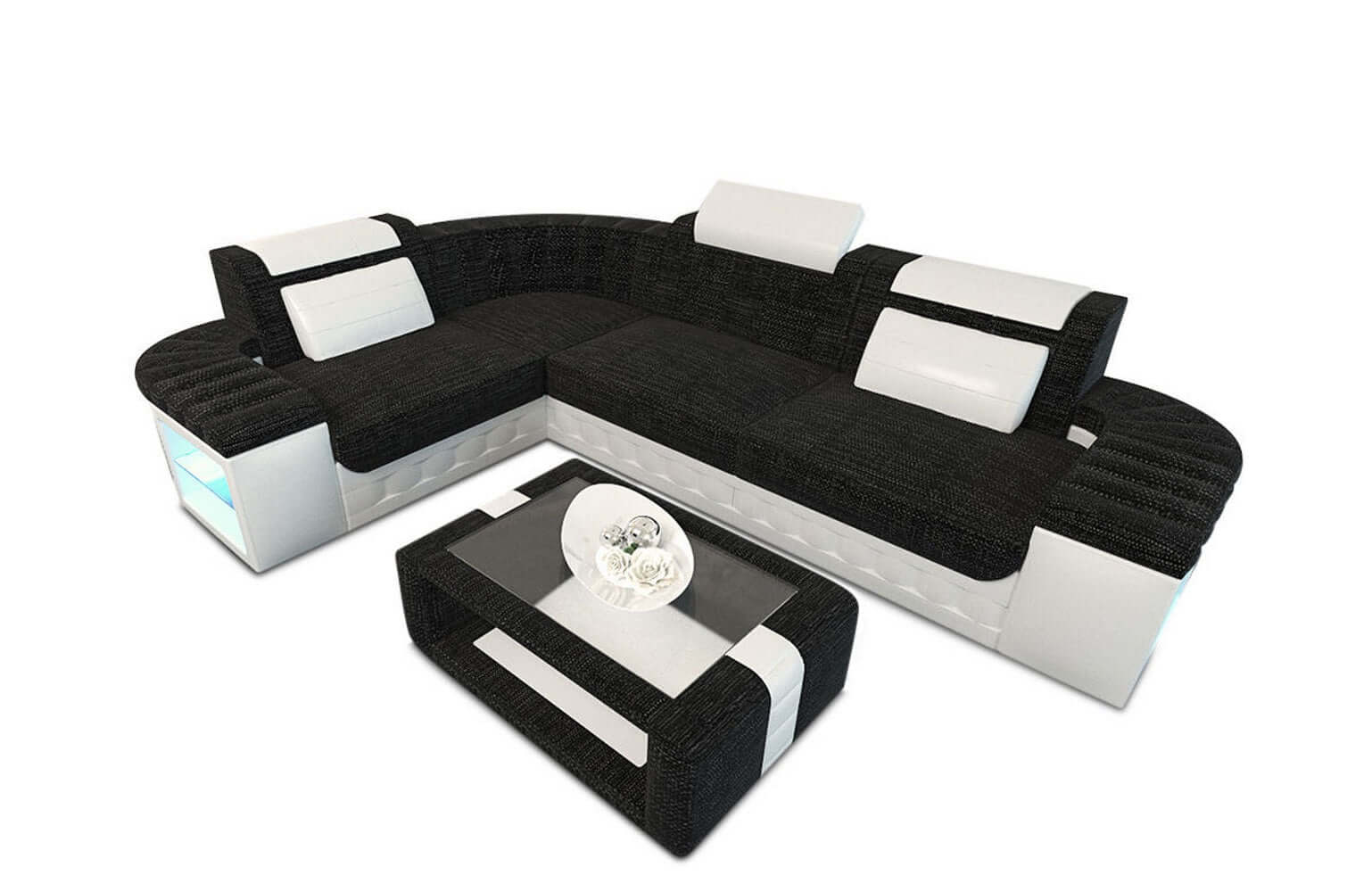 Sofa Bergamo mit Stoffbezug – Modern & Komfortabel Dunkelgrau-Weiß