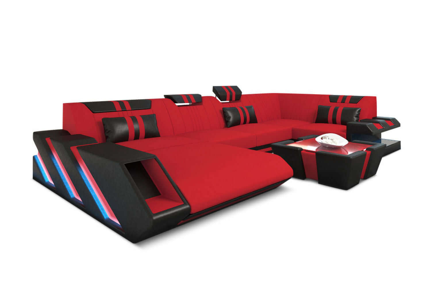 Polster Wohnlandschaft Apollonia U-Form Rot-Schwarz