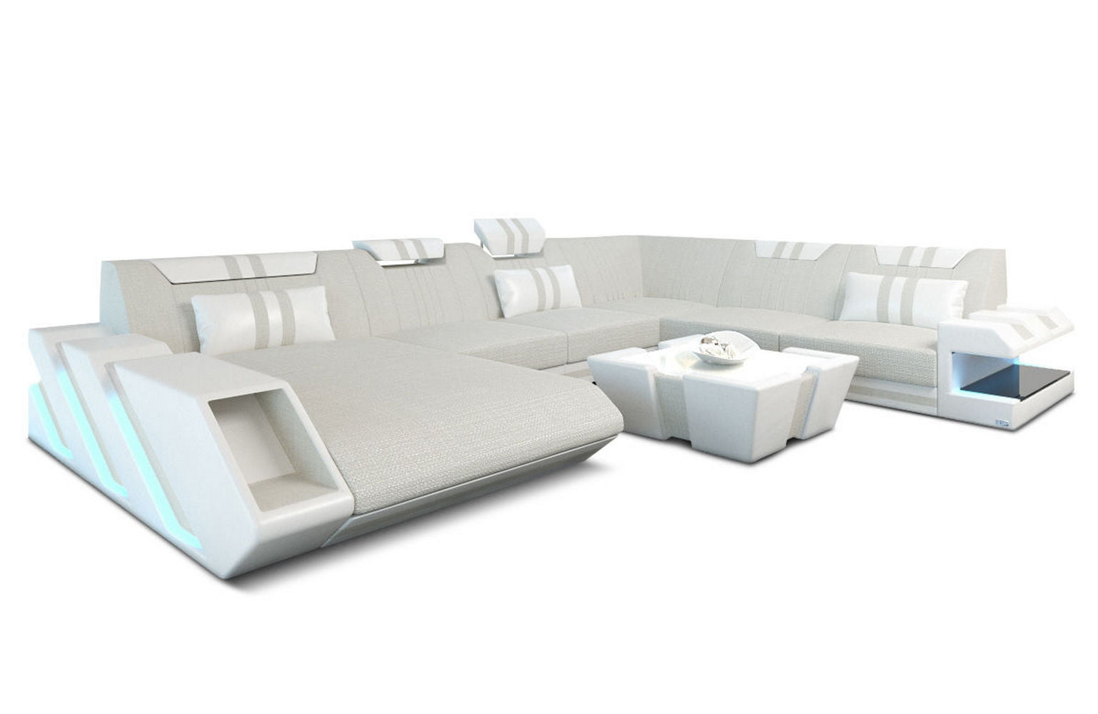 Leder-Stoff Mix Wohnlandschaft Apollonia XL