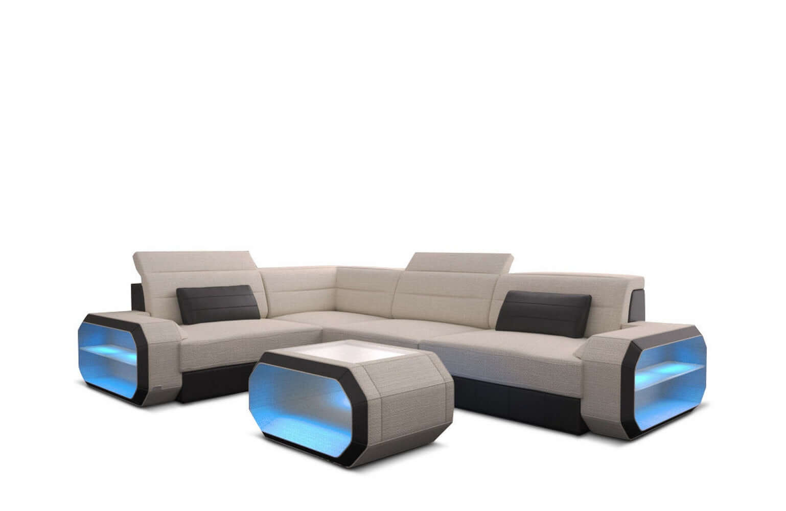 Stoffsofa Verona L-Form – Modern & bequem Elfenbein-Schwarz